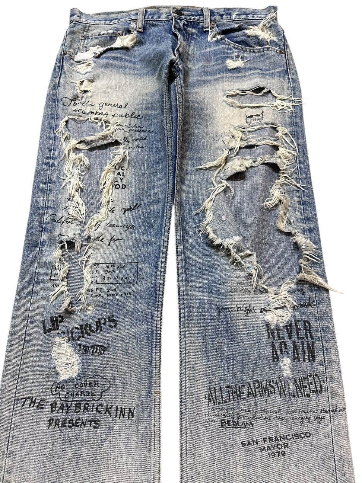 Japanese Brand Vintage RNA.Inc Writing Artwork Ripped Distressed Denim Size US 33 - 3 Thumbnail