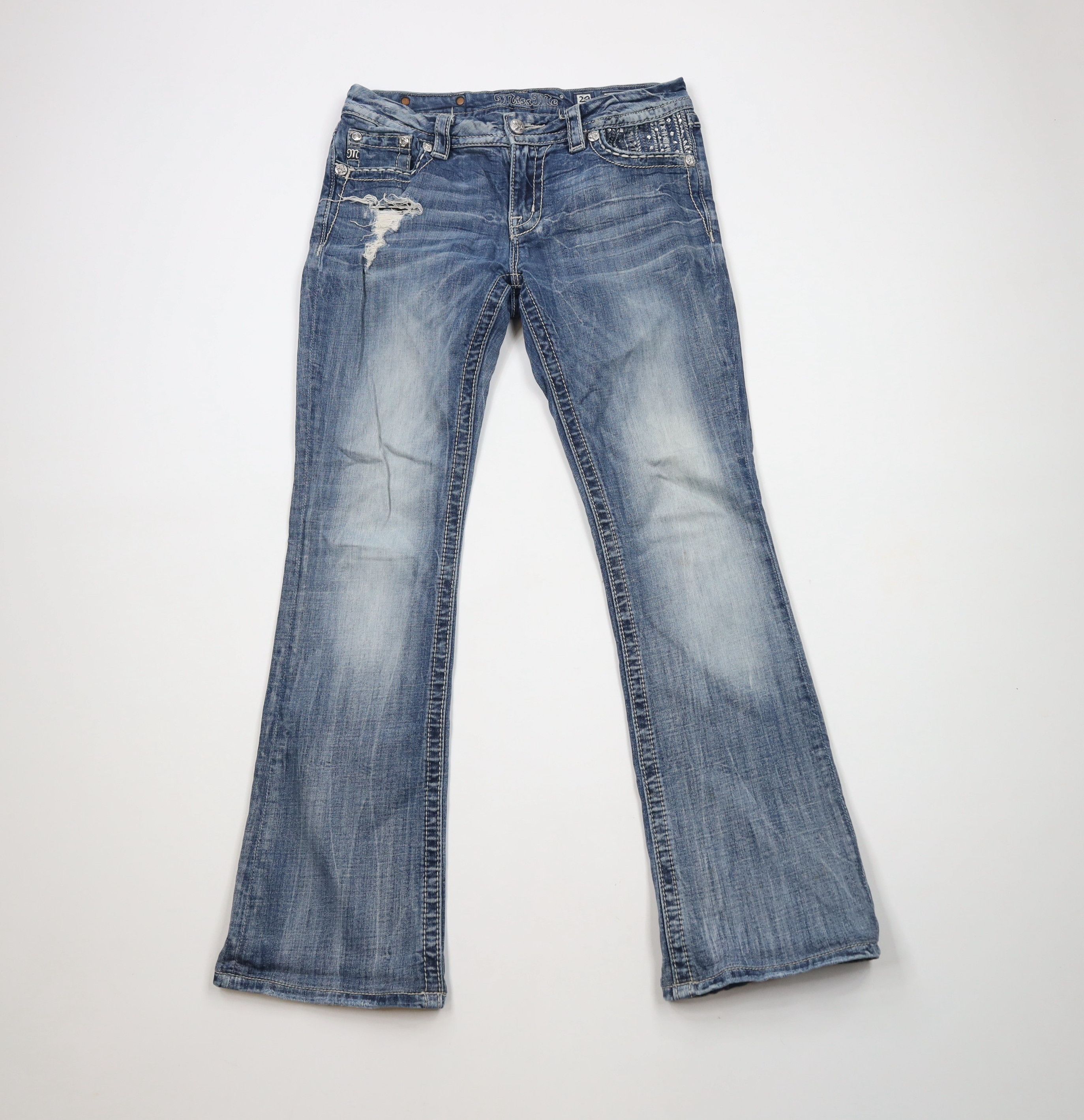 Miss Me Jeweled Fleur de Lis Flared Bootcut Denim Jeans