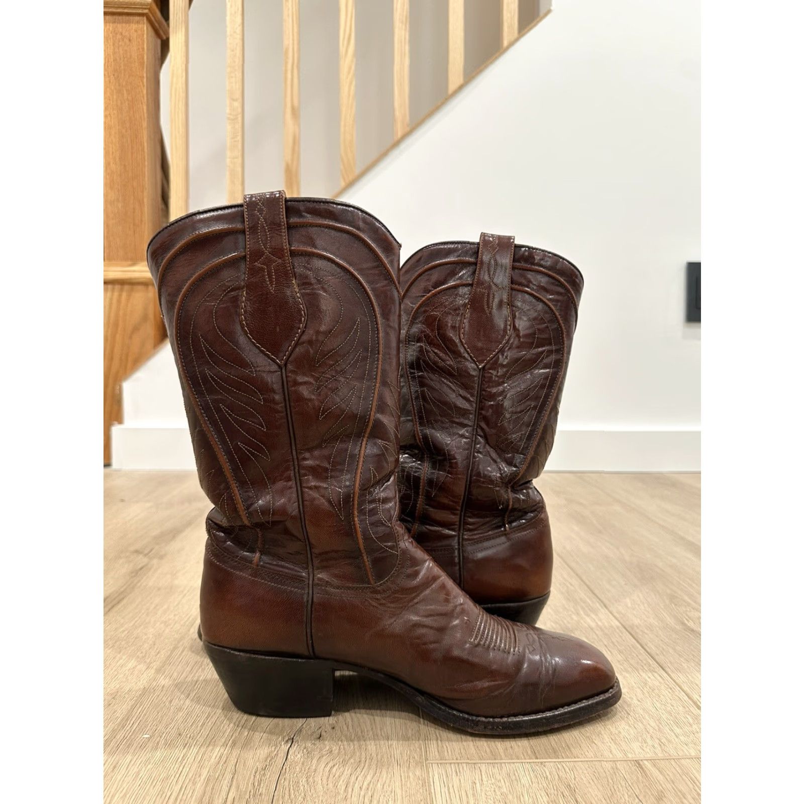 Dan Post VINTAGE Dan Post Cowboy boots Men 9D Brown 6683 Western Leather Boots Cowboys Schuhe? Size US 9 / EU 42 - 7 Thumbnail