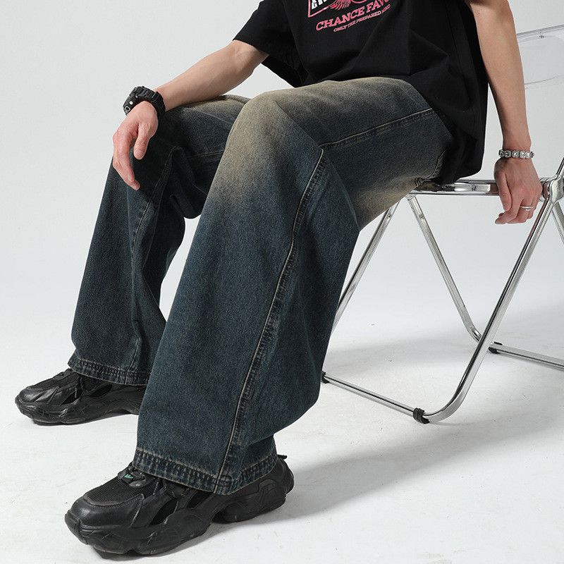 Japanese Brand Men's Japanese street loose straight retro distressed jeans Size US 32 / EU 48 - 4 Thumbnail