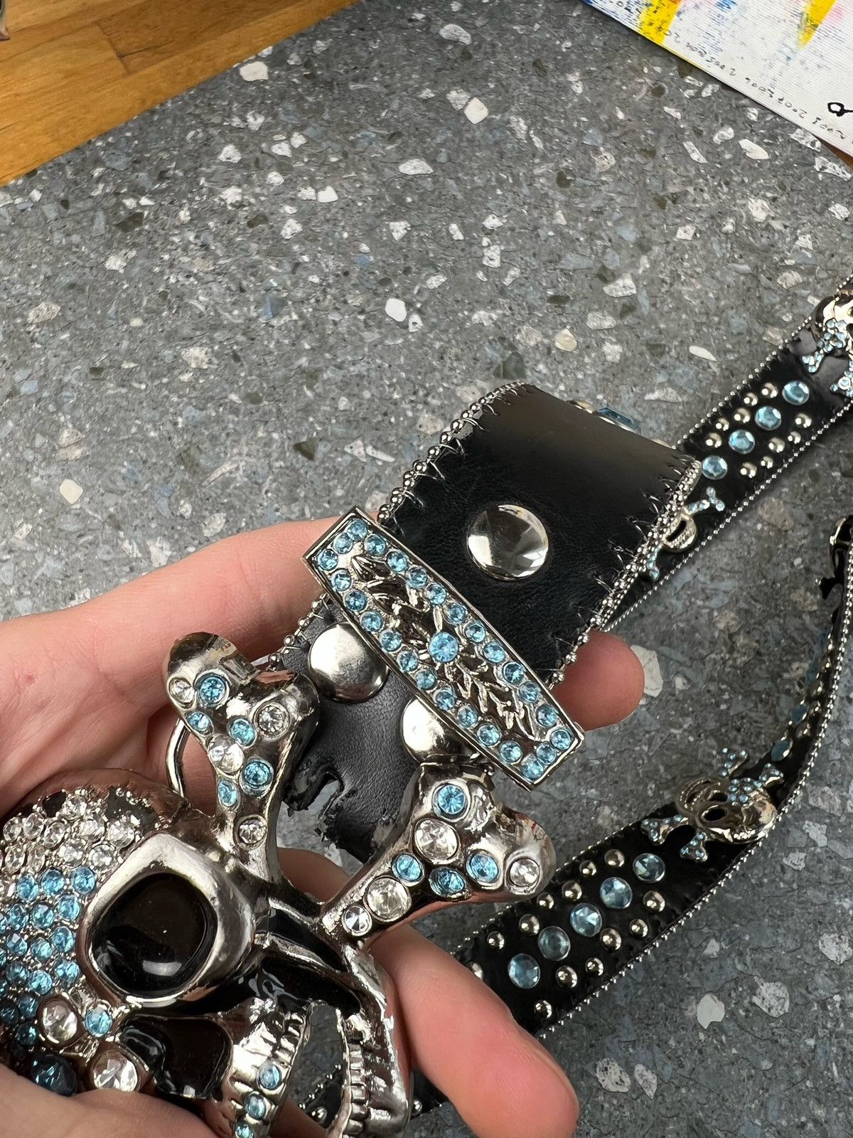 Japanese Brand × Vintage Rhinestone Skull Buckle Belt crystals Size ONE SIZE - 10 Thumbnail