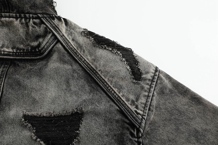 Juun.J Juun.J Destroyed Denim Hooded Jacket Size US M / EU 48-50 / 2 - 4 Thumbnail