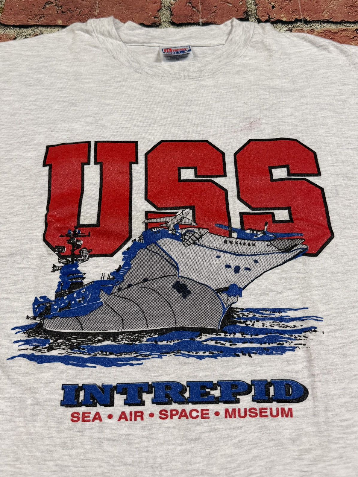 Hanes Vintage 90s USS Intrepid Sea Air Space Museum Tee US Navy Size US XL / EU 56 / 4 - 3 Thumbnail