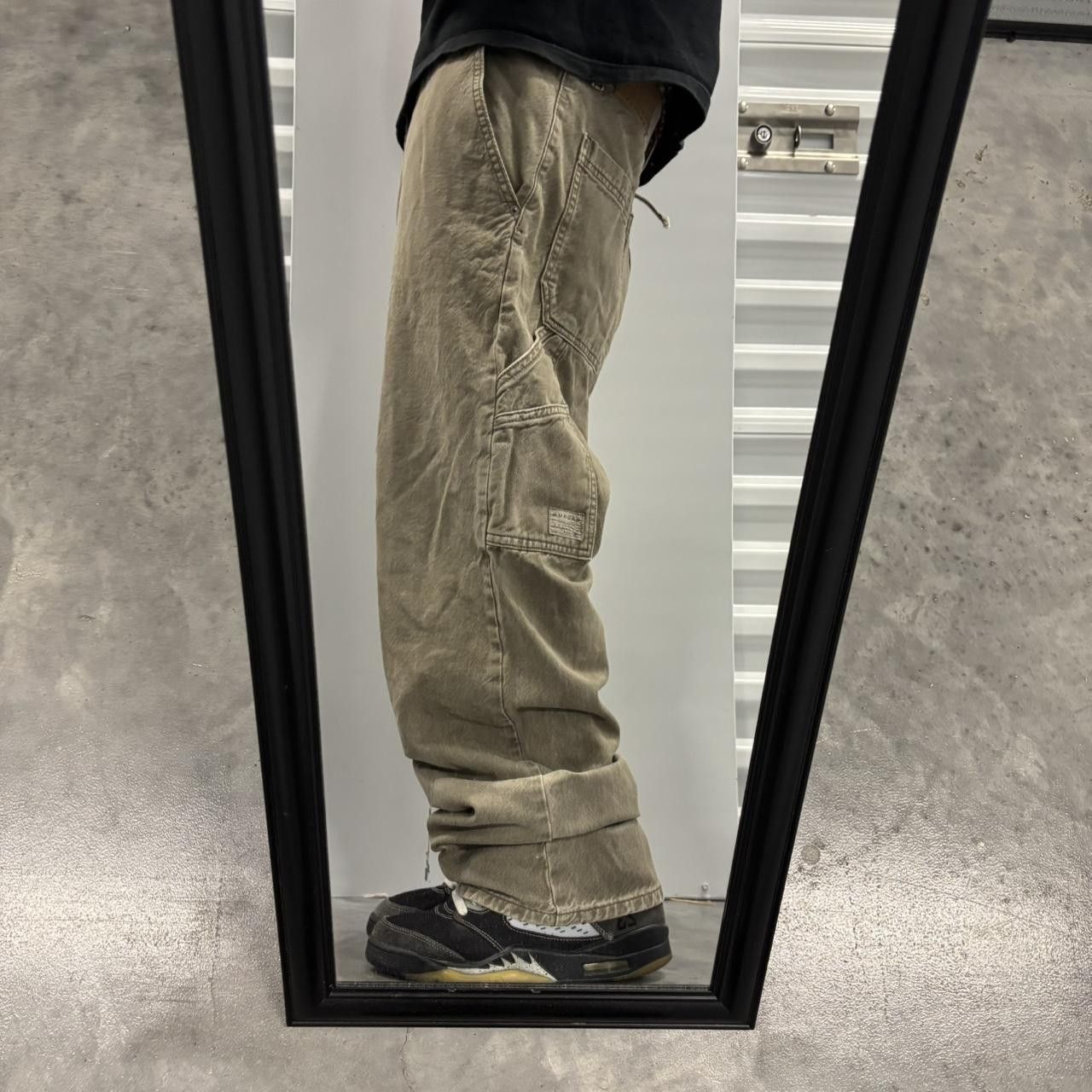 Japanese Brand × Vintage Crazy Vintage Y2K/2000s Baggy Faded Washed Khaki Streetwear Carpenter Pants! Size US 32 / EU 48 - 2 Thumbnail