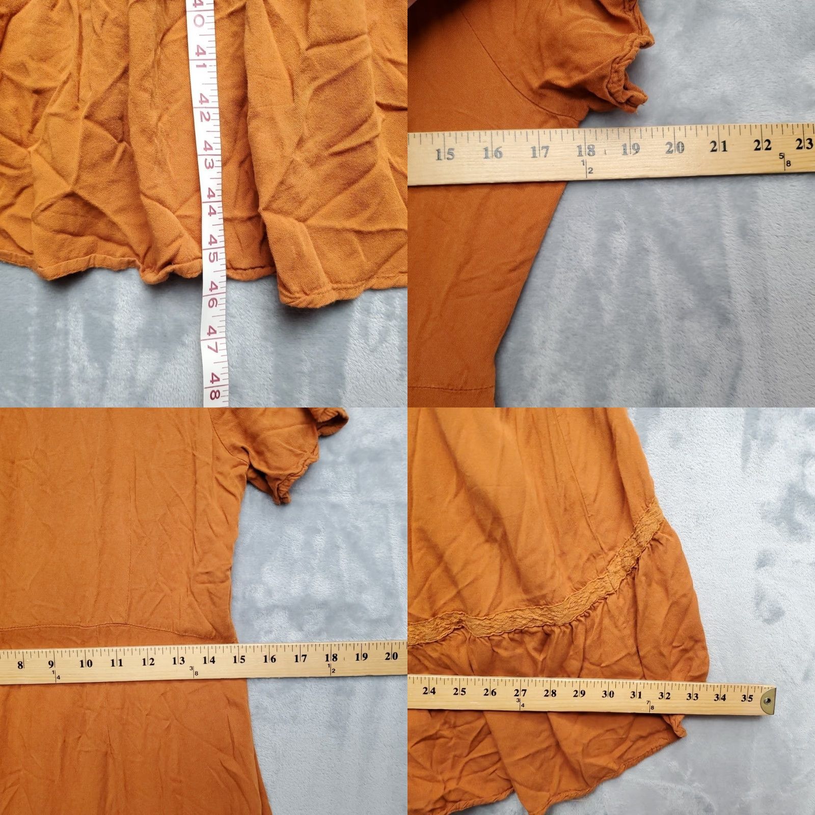 Born Baltic Born Women's Dress L Copper Orange Tiered Lace Trim Midi Rayon Dress Size L / US 10 / IT 46 - 8 Thumbnail