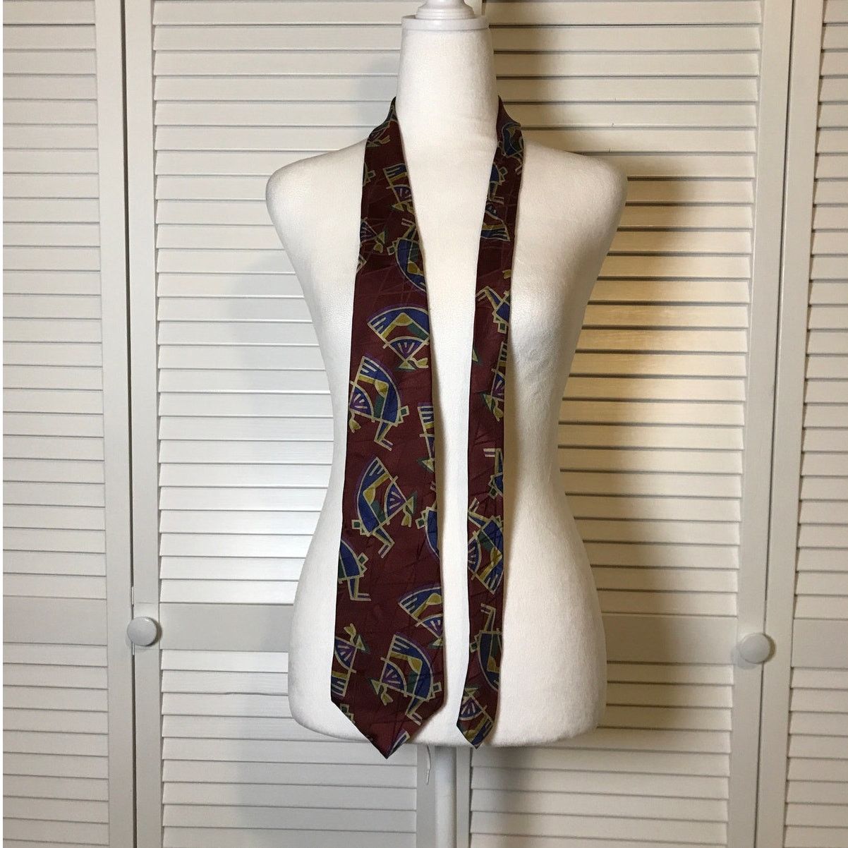 Principe Principe Red Geometric Short Wide Men Necktie Size ONE SIZE - 2 Thumbnail