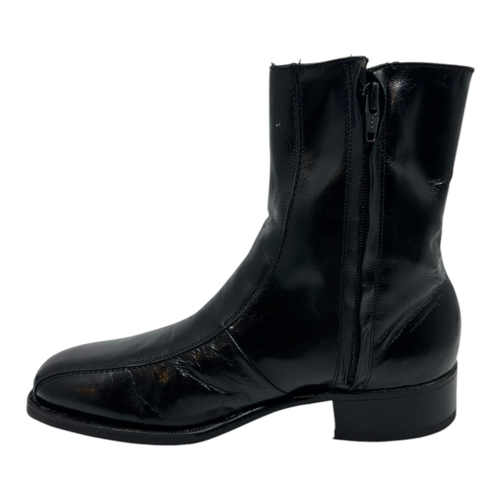 Florsheim Florsheim Mens Black Leather Round Toe Side Zip Size 5.5 D Size US 5.5 / EU 38 - 2 Thumbnail