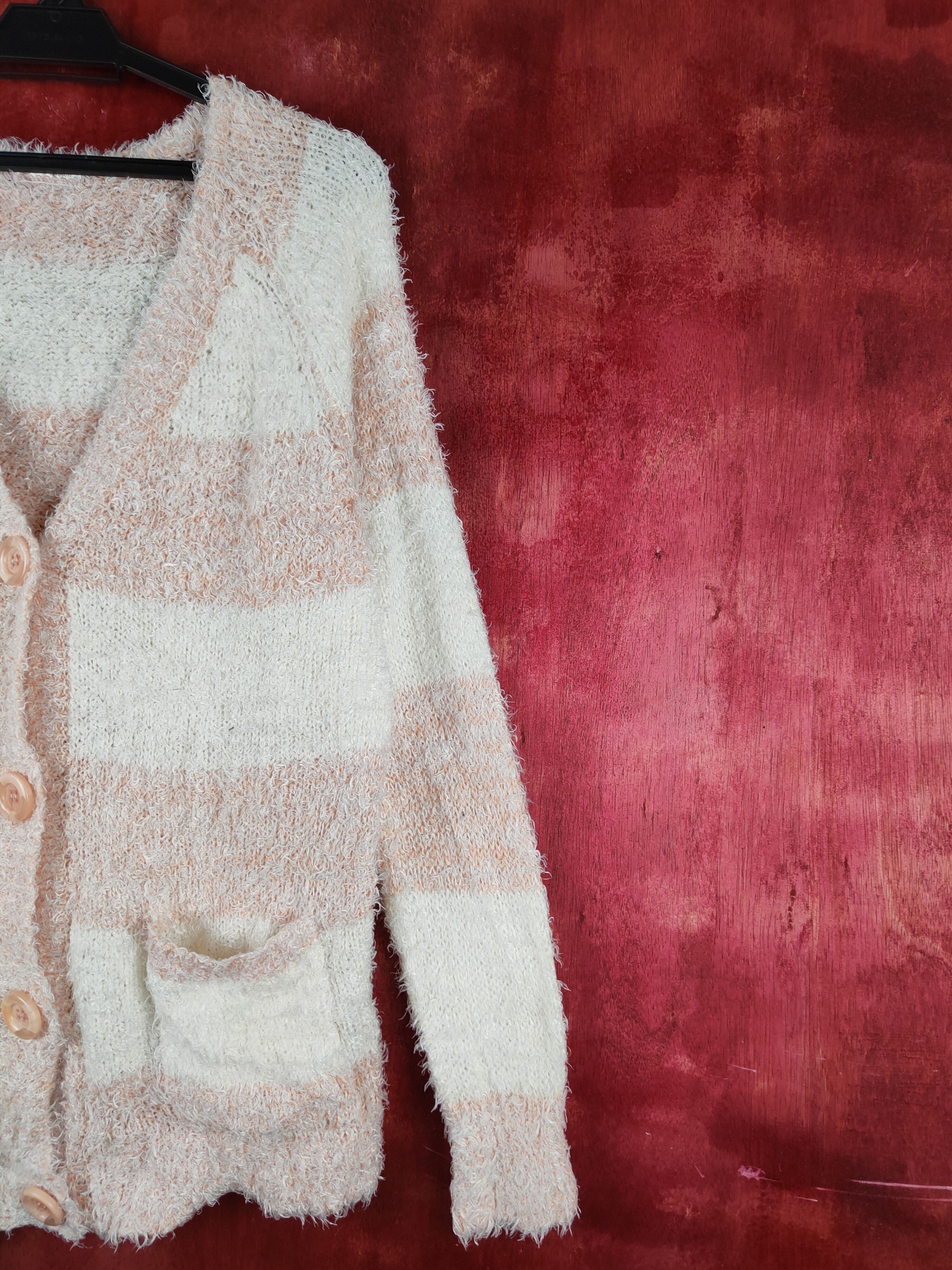 Homespun Knitwear Noble Goton Cream Fur Mohair Knitwear Cardigan #S1982 Size L / US 10 / IT 46 - 5 Thumbnail