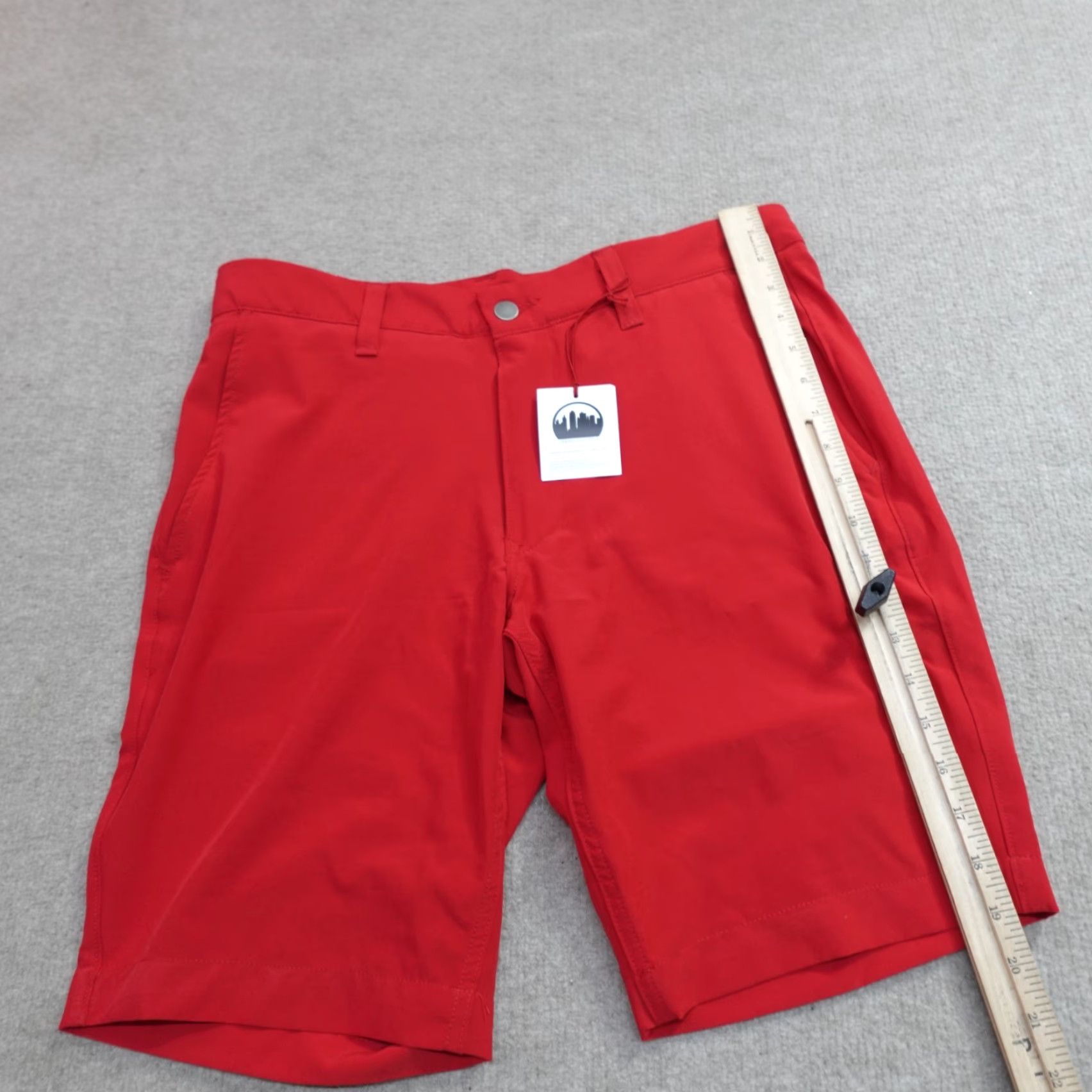 Vintage Urban Golf Style Shorts 31 Red Solid 9" Pockets Athletic Men Kansas City USA NEW Size US 31 - 5 Thumbnail