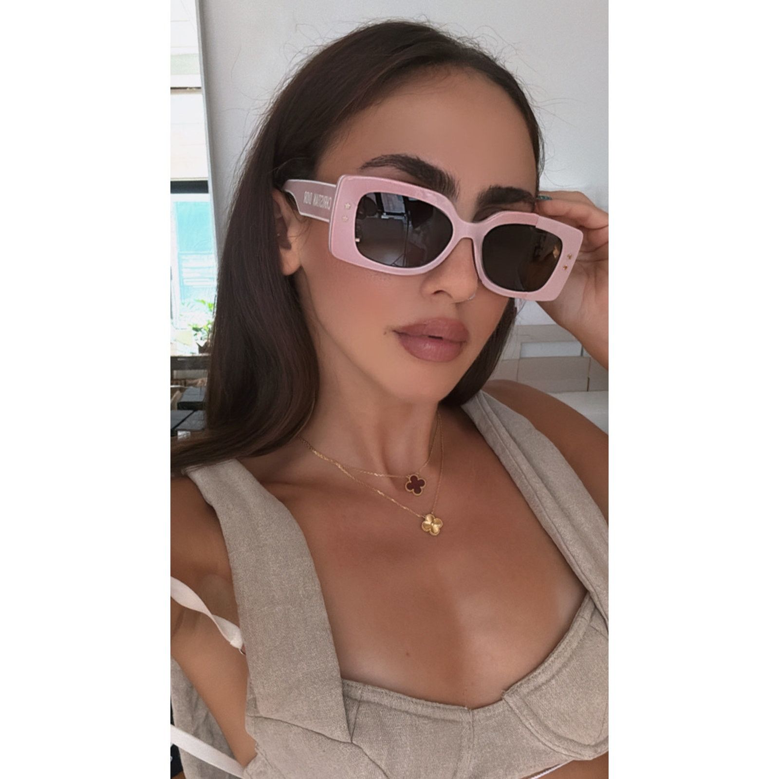 Dior NEW Dior Pacific S1U Logo Sunglasses in Mauve Powder Pink Size ONE SIZE - 2 Thumbnail