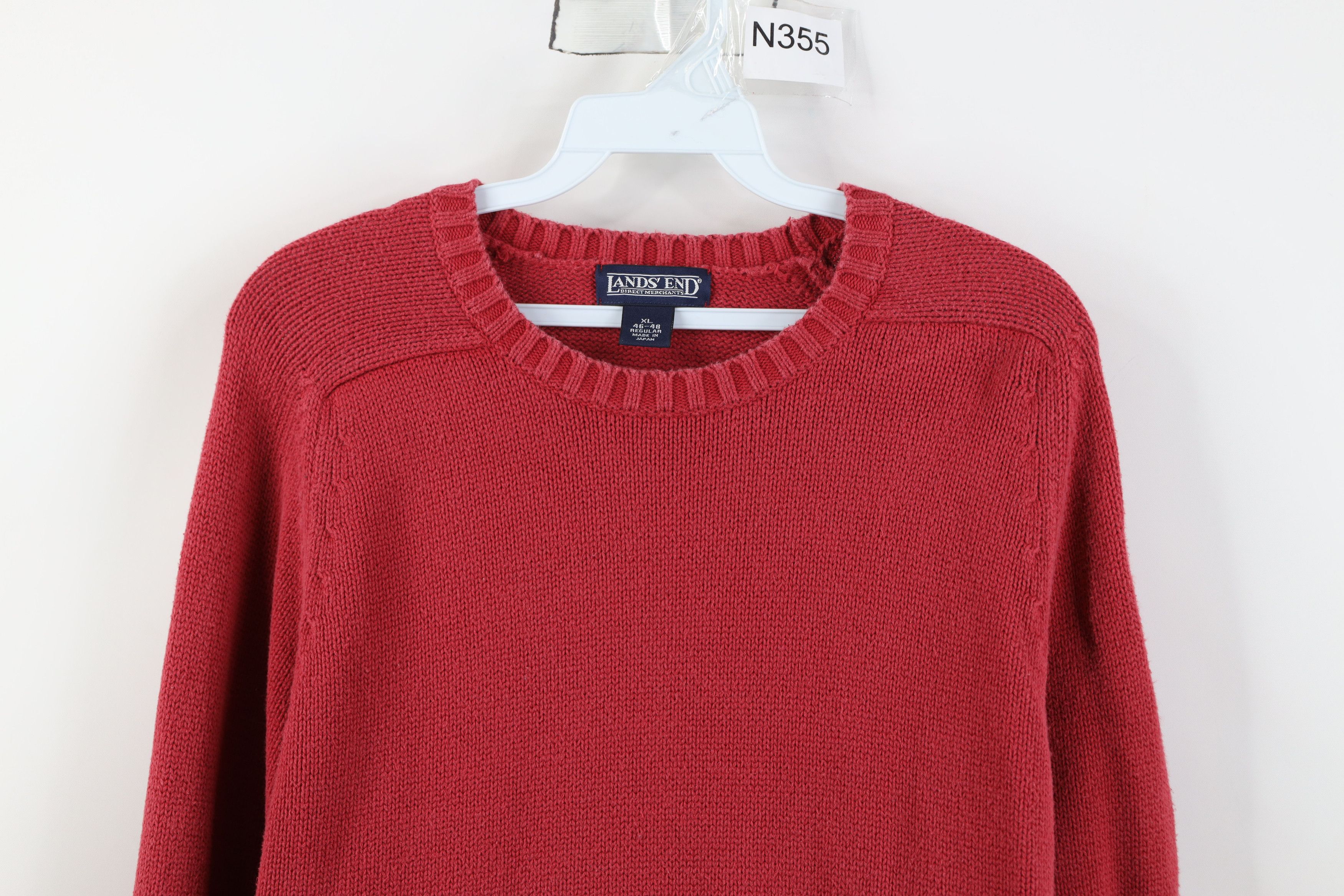 Lands' End Vintage 90s Lands End Cotton Ribbed Knit Sweater Red Japan Size XL / US 12-14 / IT 48-50 - 2 Thumbnail