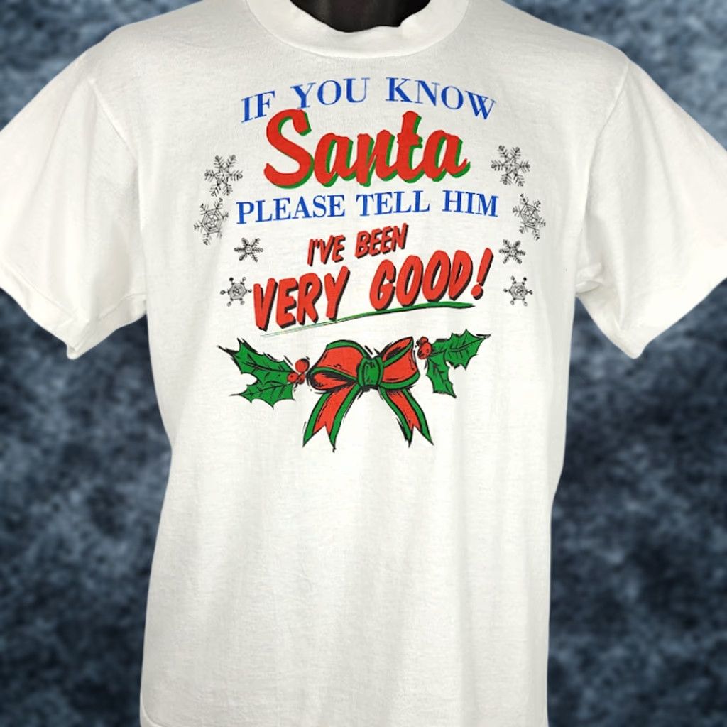 Fruit Of The Loom VINTAGE Christmas T Shirt Mens Size Medium 90s If You Know Santa Made In USA Fruit of the Loom Shirt Mens 90s Christmas Holidays White Size US M / EU 48-50 / 2 - 1 Thumbnail