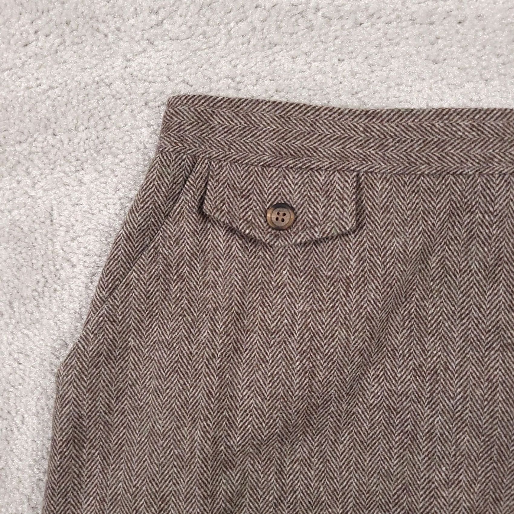 Vintage VINTAGE Isaac Hazan Skirt Midi Women's Brown Knit Pockets Union USA 14P Wool Blend Size 36" / US 14 / IT 50 - 4 Thumbnail