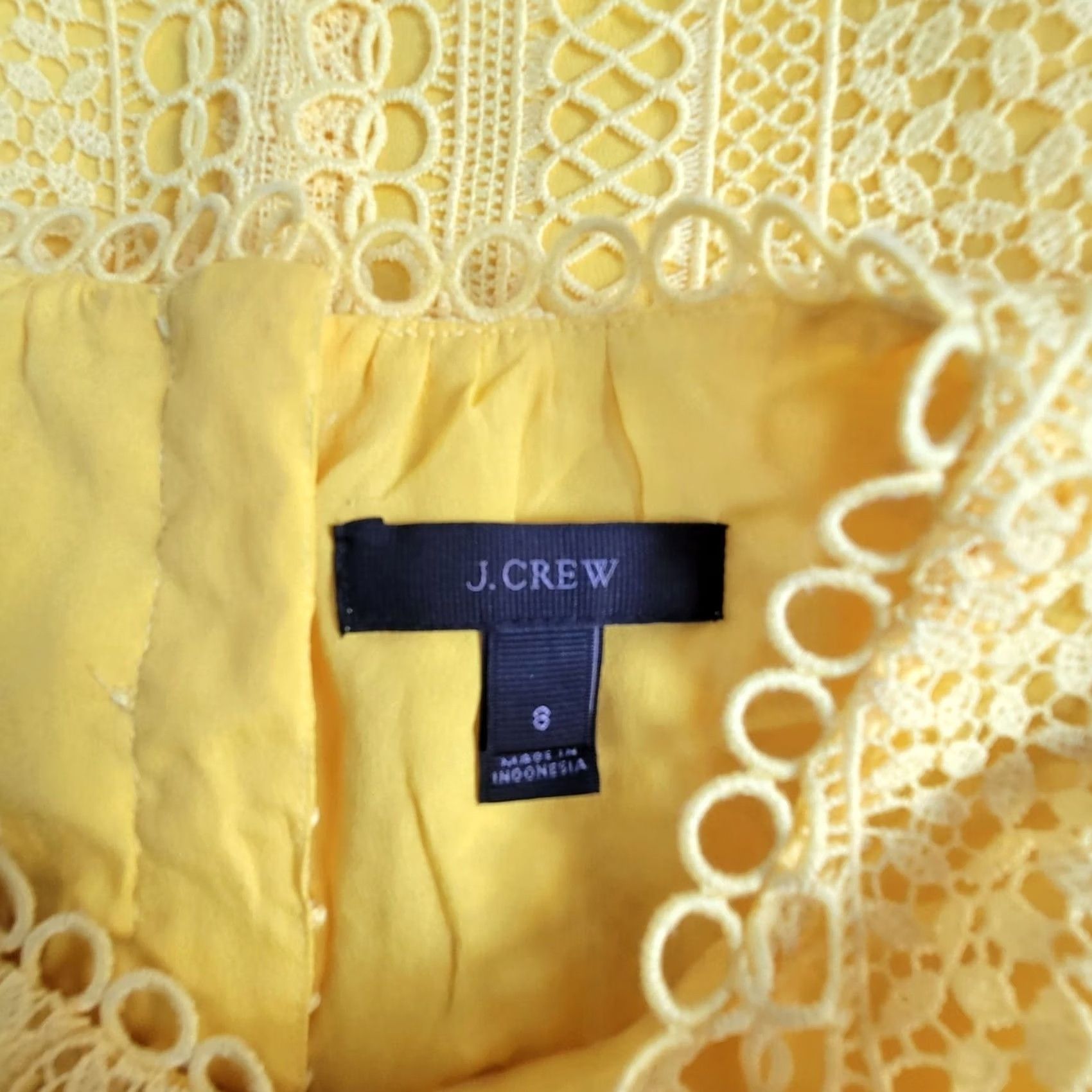 J.Crew J. Crew Blouse Size 8 Yellow Sleeveless Lace Top Round Neck Casual Lined Womens Size M / US 6-8 / IT 42-44 - 3 Thumbnail