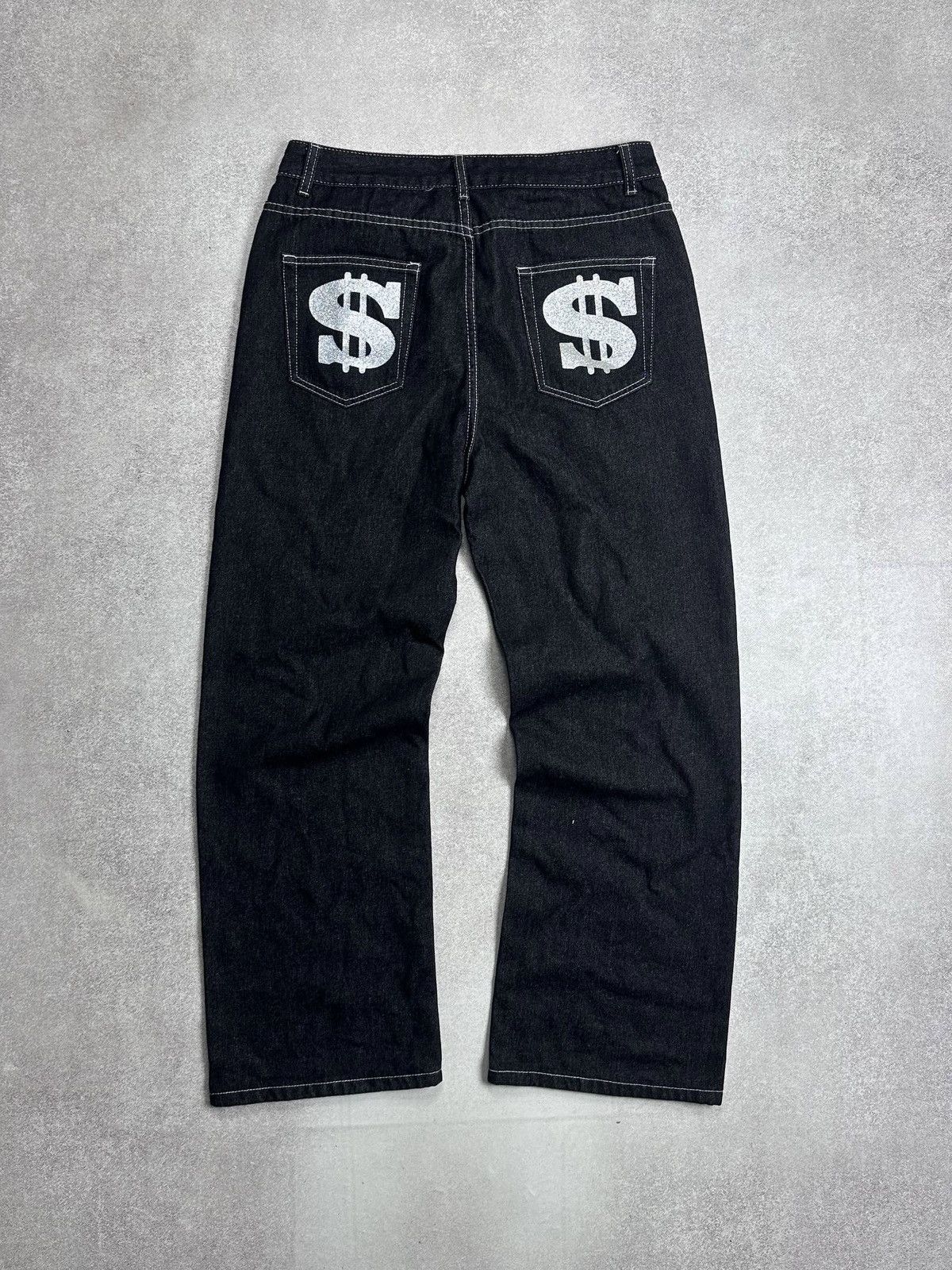 Japanese Brand Vintage Bjork Dollars Embroidery Baggy Jeans Pants M Size US 32 / EU 48 - 2 Thumbnail