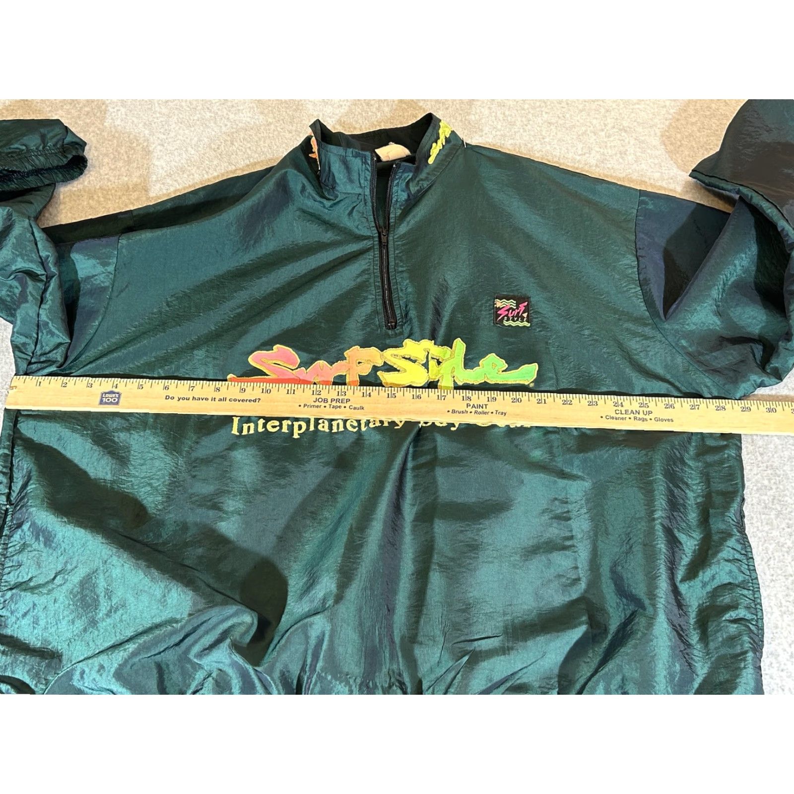 Vintage VINTAGE Surf Style Jacket Mens Green 1/4 Zip Windbreaker Pullover 80s 90s Retro Size US M / EU 48-50 / 2 - 3 Thumbnail