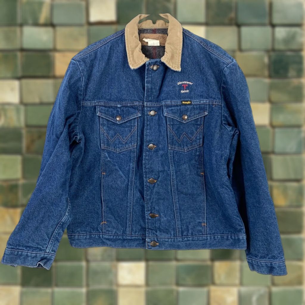 Wrangler VINTAGE Wrangler Jacket Denim Blue 44 Men Lined Chore Work Embroidered Discovery Spirit Size US 44 / EU 60 - 1 Thumbnail