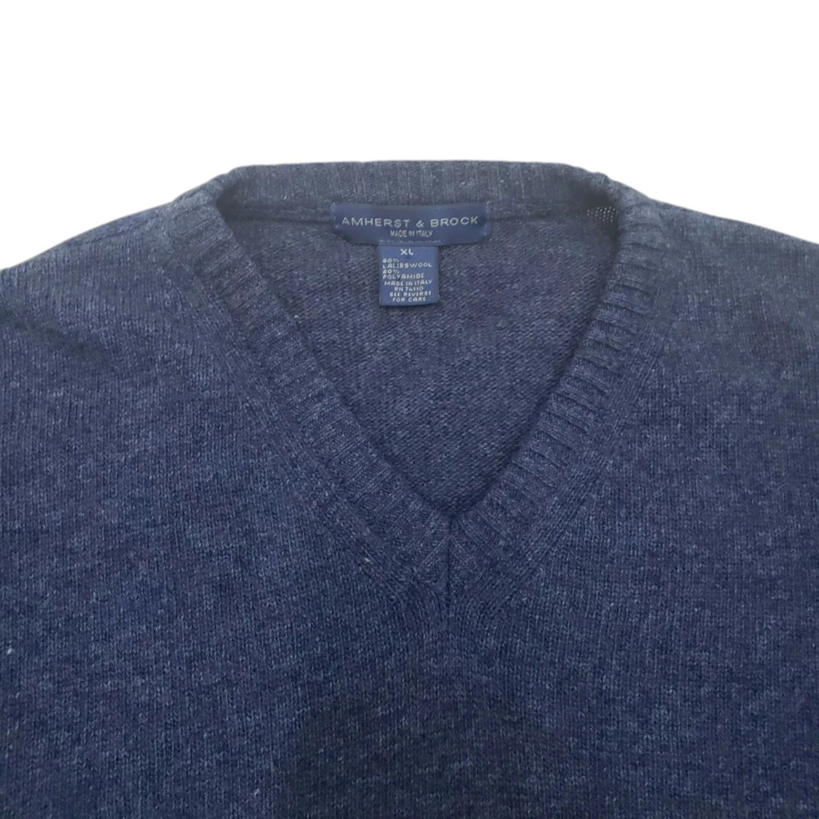 Brock Collection Amherst & Brock Made in Italy Lambs Wool Sweater V Neck XL Size US XL / EU 56 / 4 - 5 Thumbnail