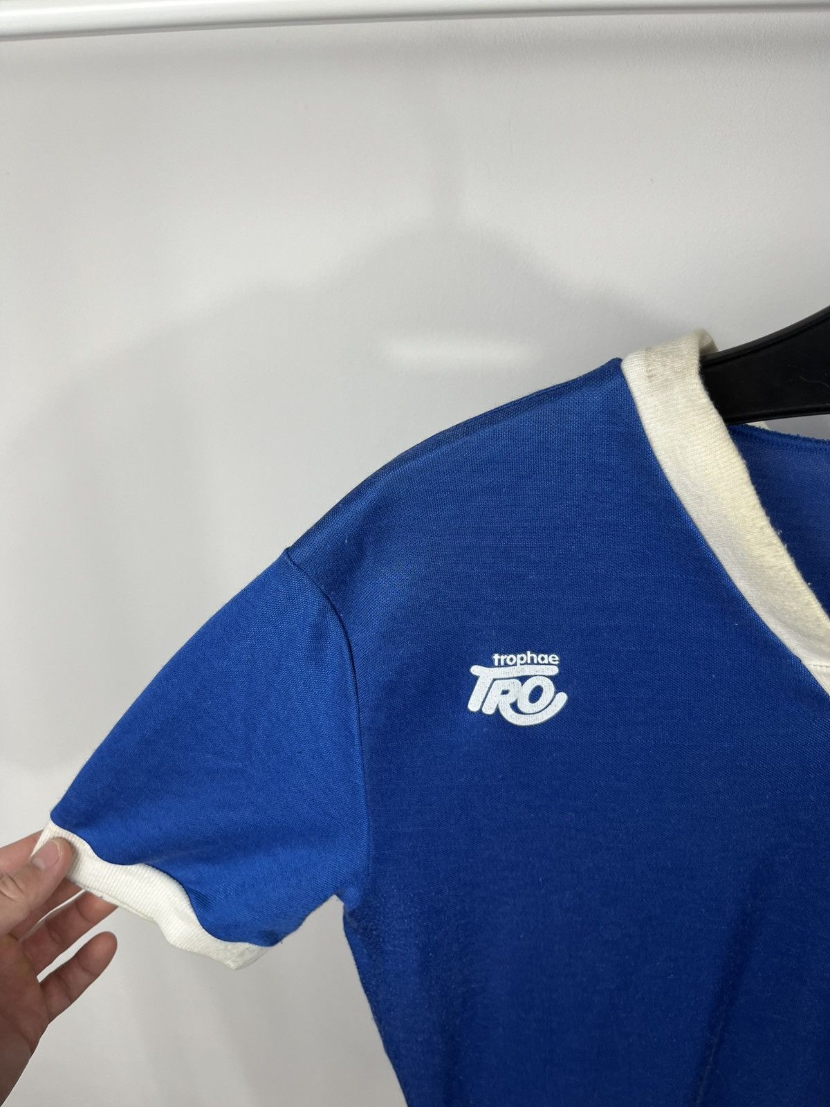 Other Vintage Adler Lacke Blue Ringer T Shirt V Neck Retro Tee 70s Size US L / EU 52-54 / 3 - 4 Thumbnail