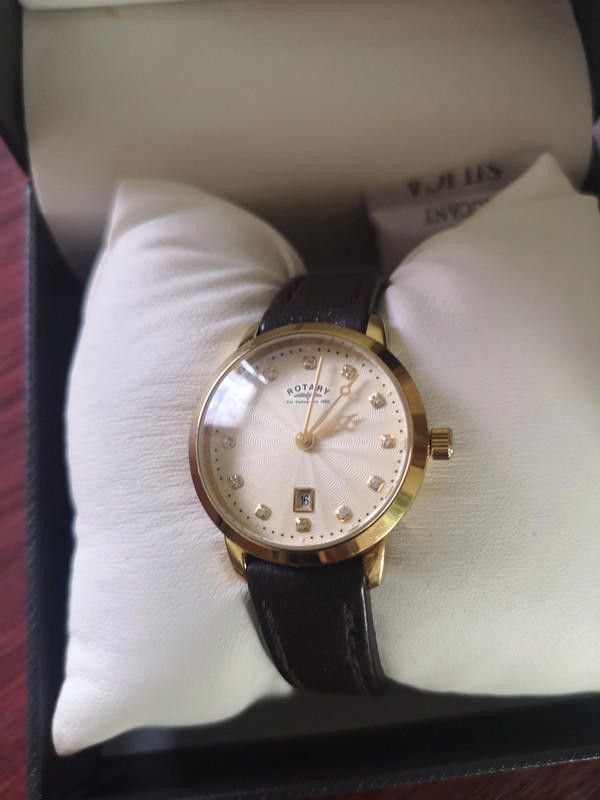 Designer Rotary gold plated dial ladies brown leather strap watch Size ONE SIZE - 3 Thumbnail