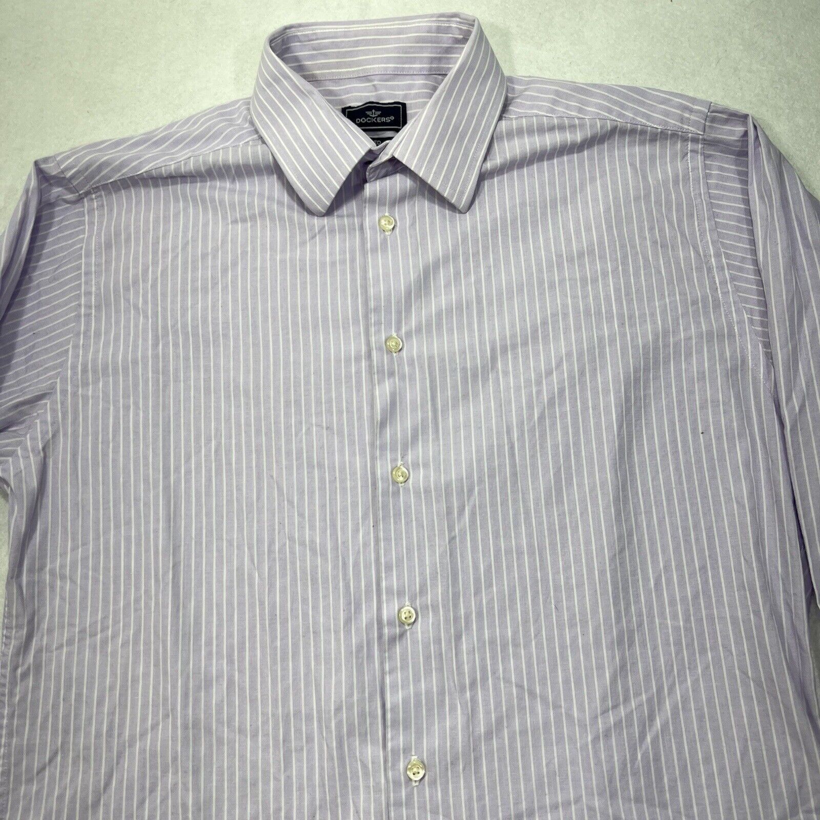 Dockers Dockers Medium 15 Fitted Purple Button Front Dress Shirt Size US M / EU 48-50 / 2 - 2 Thumbnail