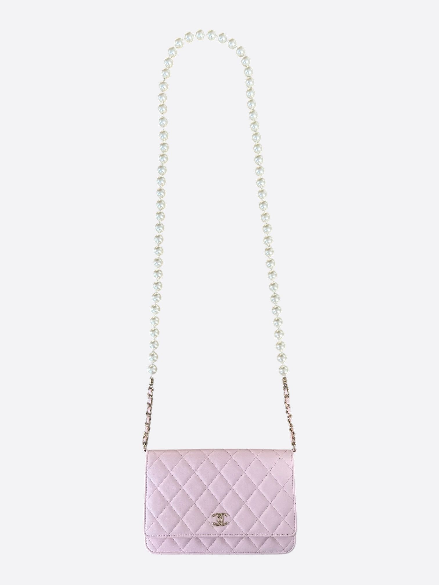 Chanel Chanel Pink Quilted CC Pearl Wallet On Chain Bag Size ONE SIZE - 1 Thumbnail