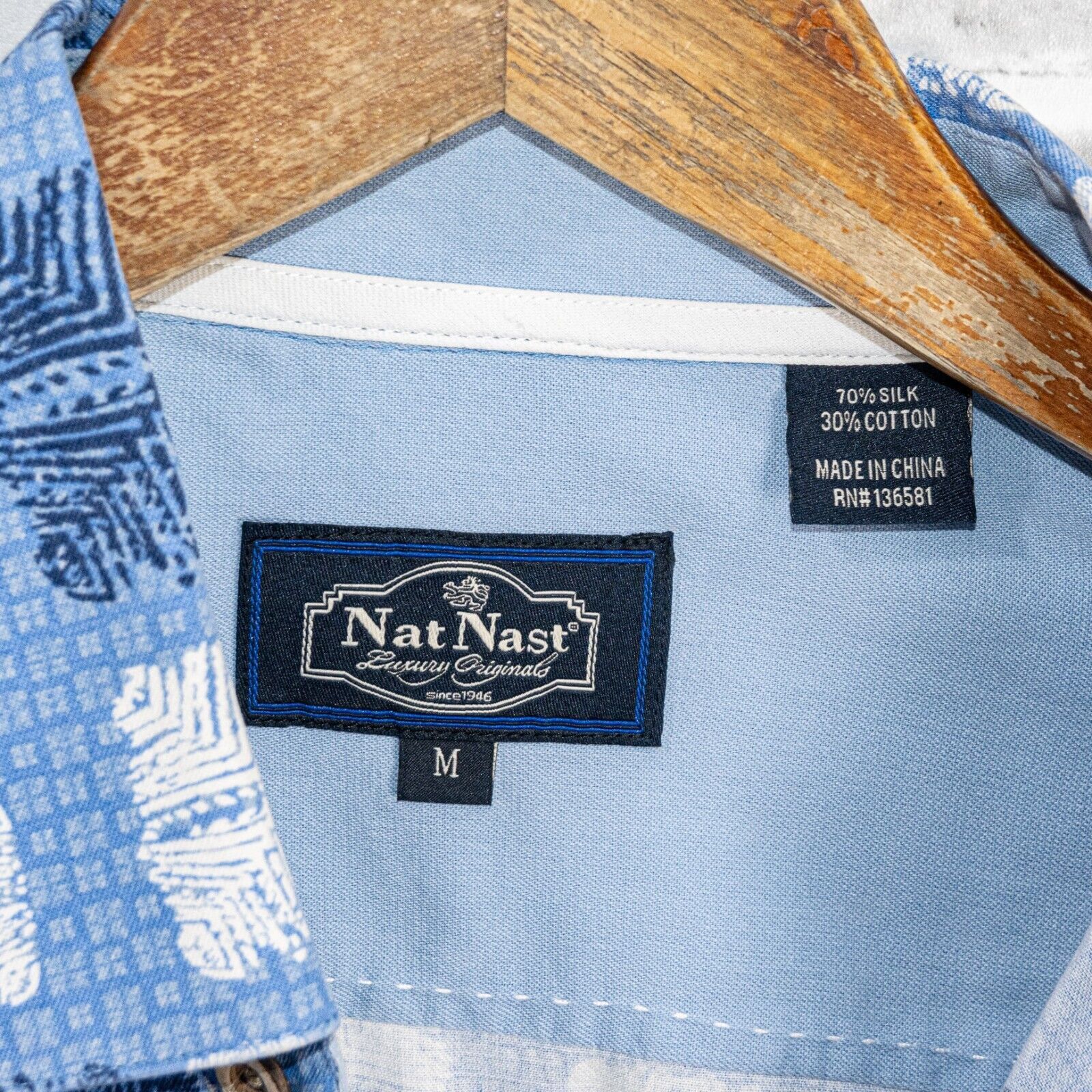 Nat Nast Nat Nast Silk Cotton Short Sleeve Button up Shirt Blue Print Size US M / EU 48-50 / 2 - 4 Thumbnail