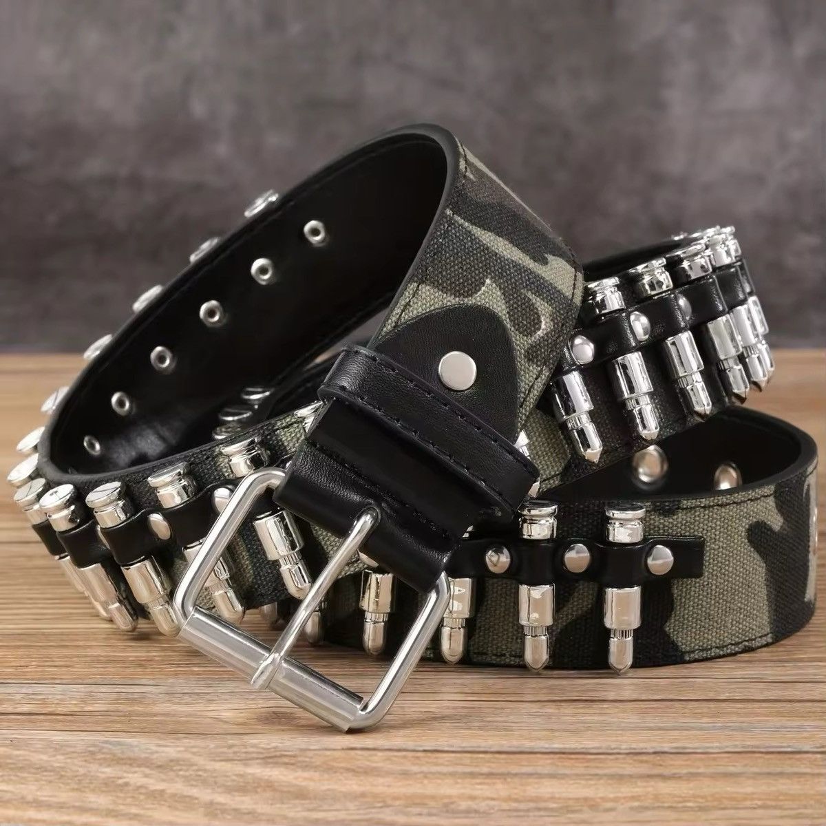 Leather Camo Bullet Belt Size ONE SIZE - 3 Thumbnail