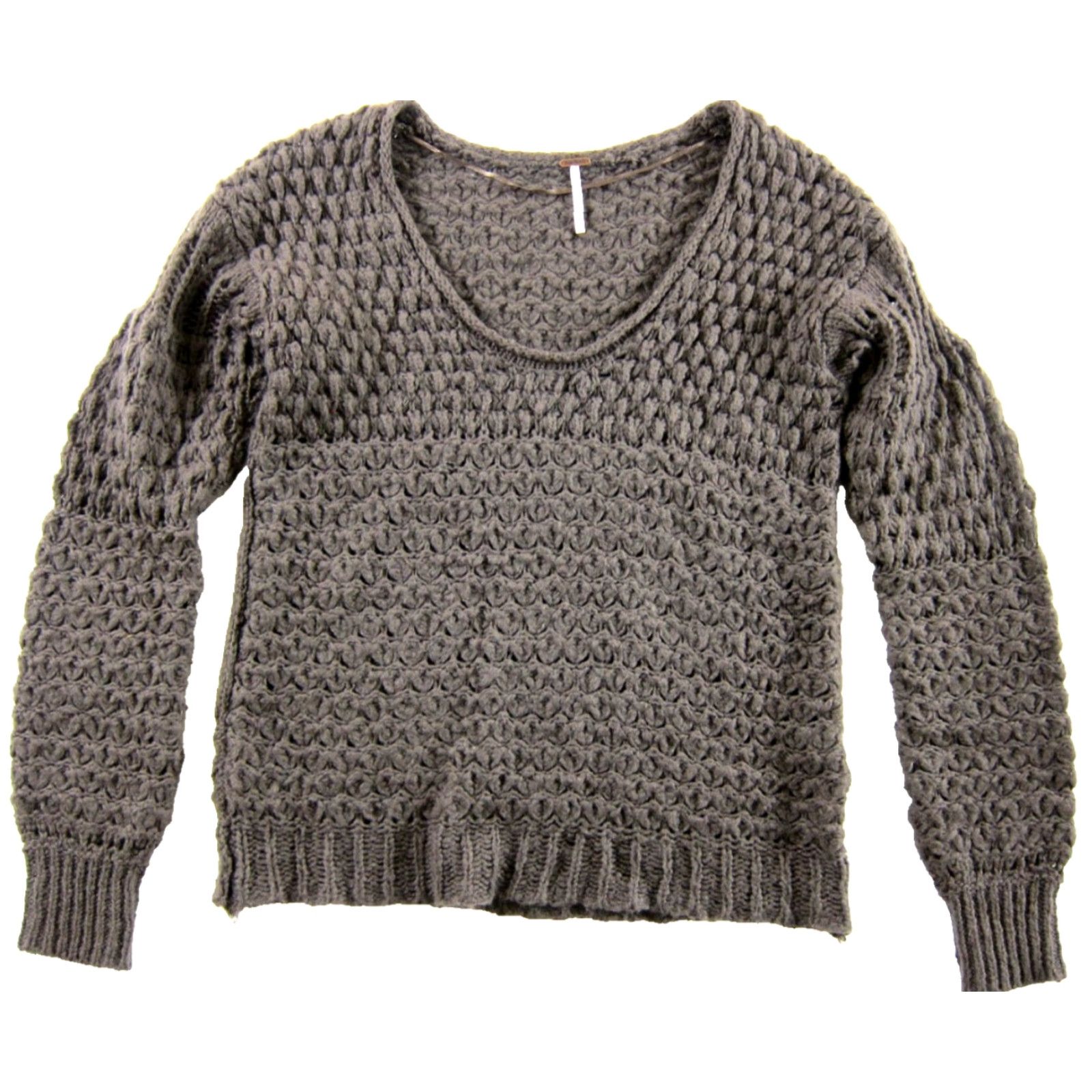 Free People Free People Brown Crochet knit Scoop Neck Pullover Oversize Sweater Women XS Size XS / US 0-2 / IT 36-38 - 2 Thumbnail