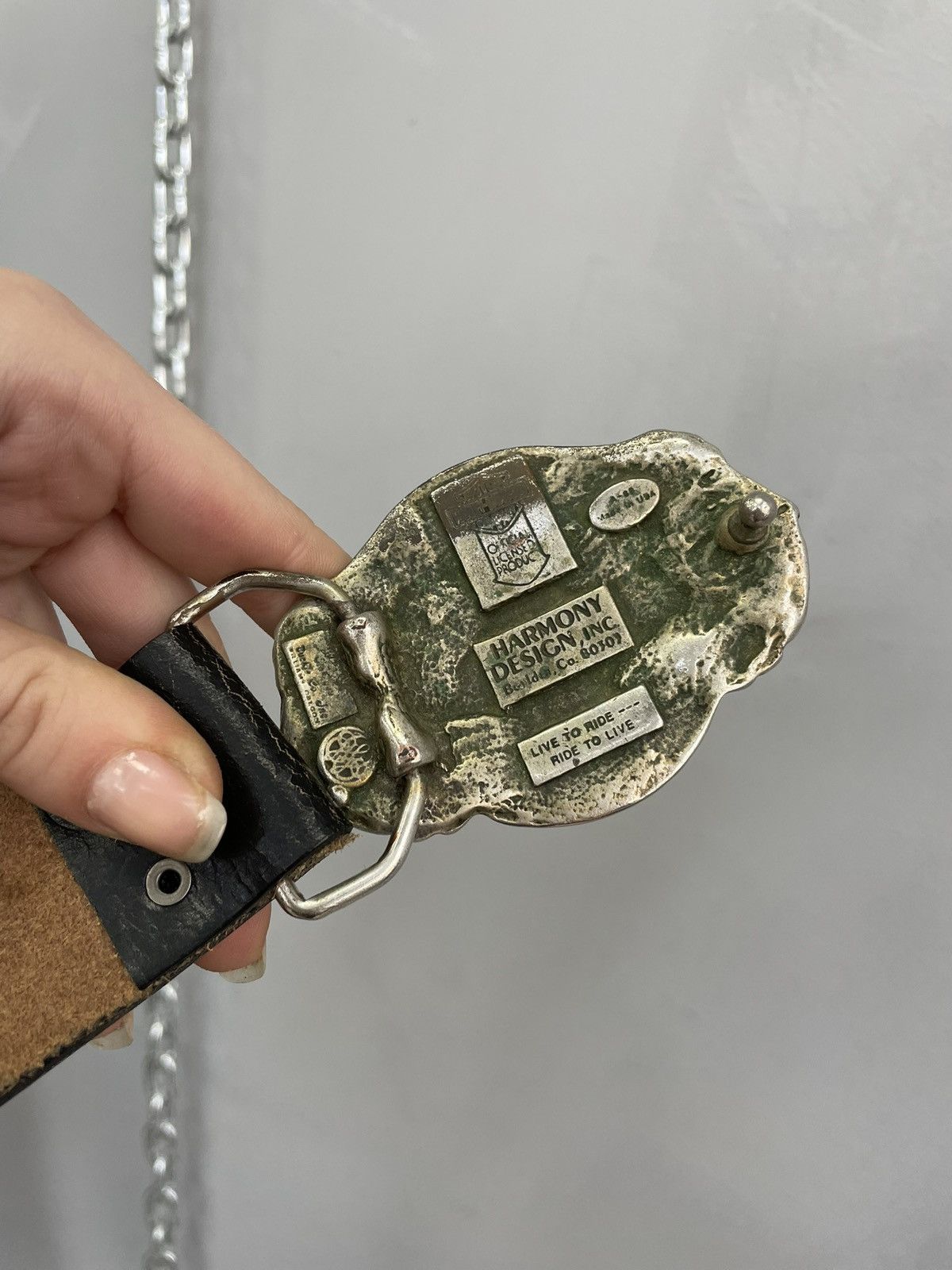 Harley Davidson Harley Davidson black leather belt biker vintage style Size ONE SIZE - 7 Thumbnail