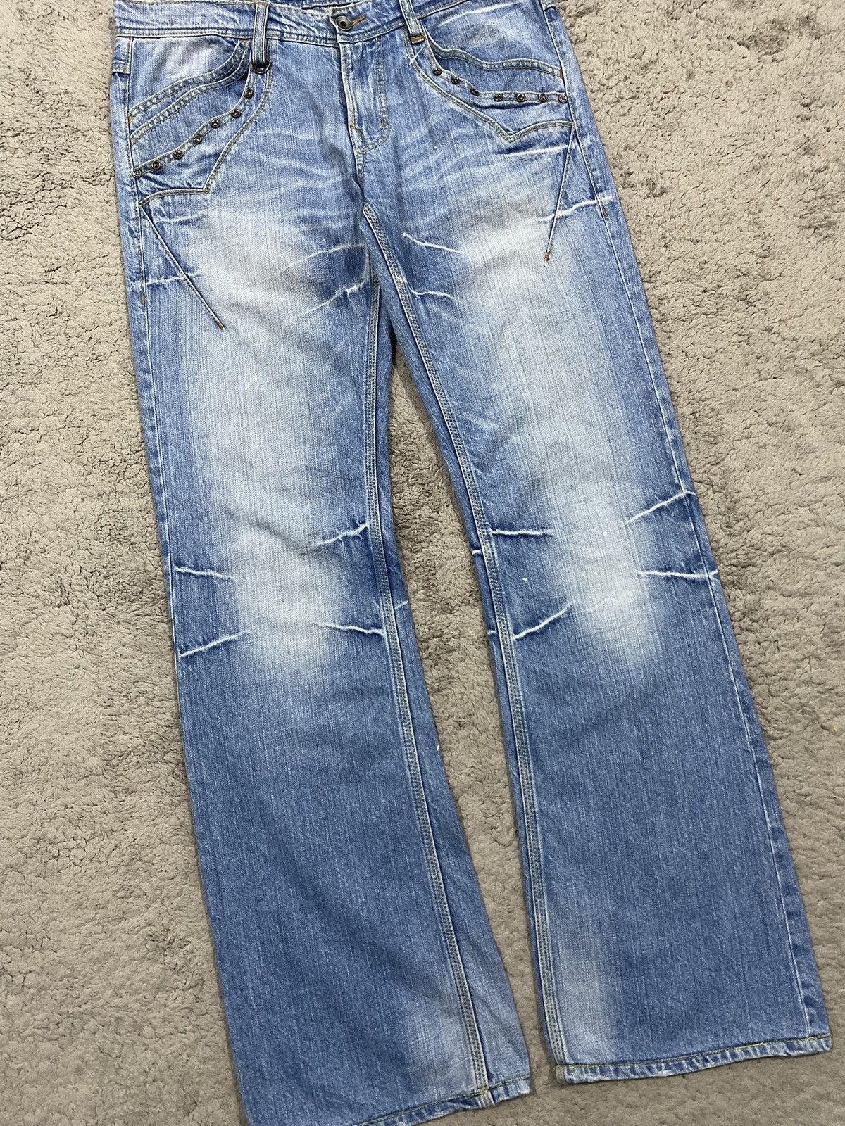 If Six Was Nine Nicole Club For Men Flared Studded Punk Style Jeans Denim Size US 34 / EU 50 - 7 Thumbnail