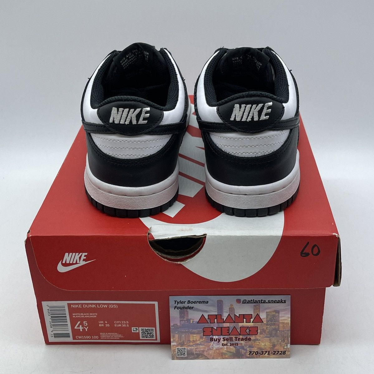 Nike Dunk low black white Size US 4.5 / IT 34.5 - 3 Thumbnail