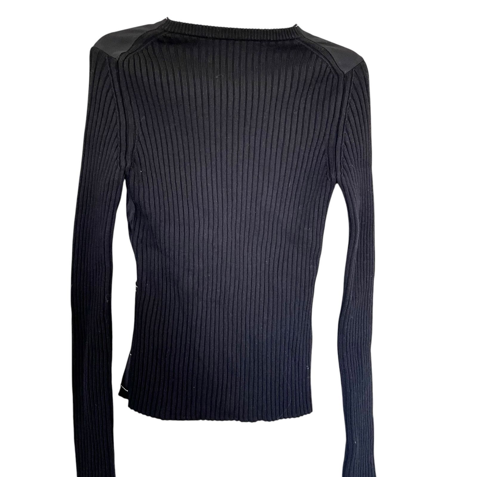 Zara Zara Black Contrast Stitch Ribbed Knit Wool Sweater Size M / US 6-8 / IT 42-44 - 3 Thumbnail