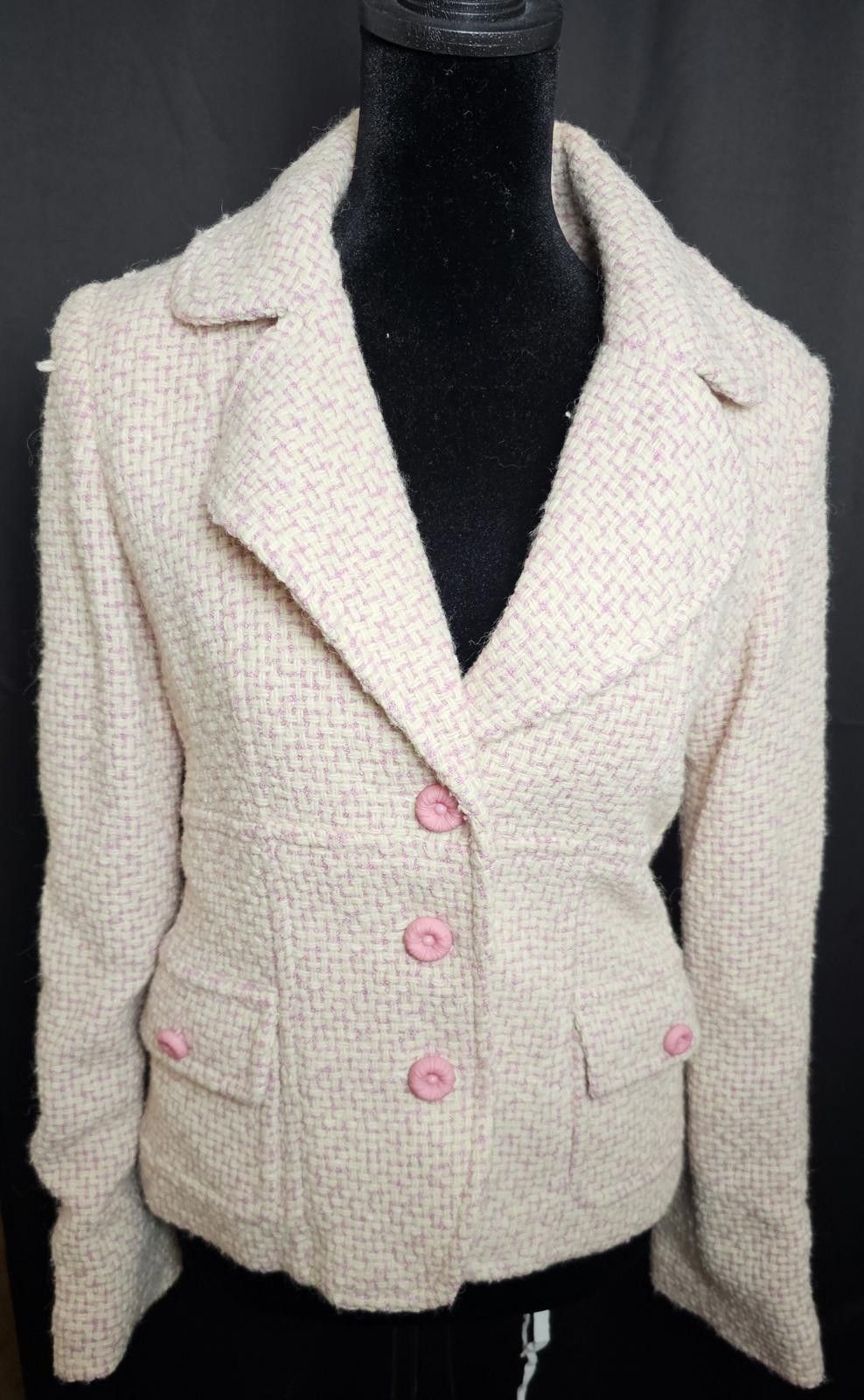 Other Marvin Pink and Cream Tweed Blazer Jacket Size M / US 6-8 / IT 42-44 - 1 Thumbnail