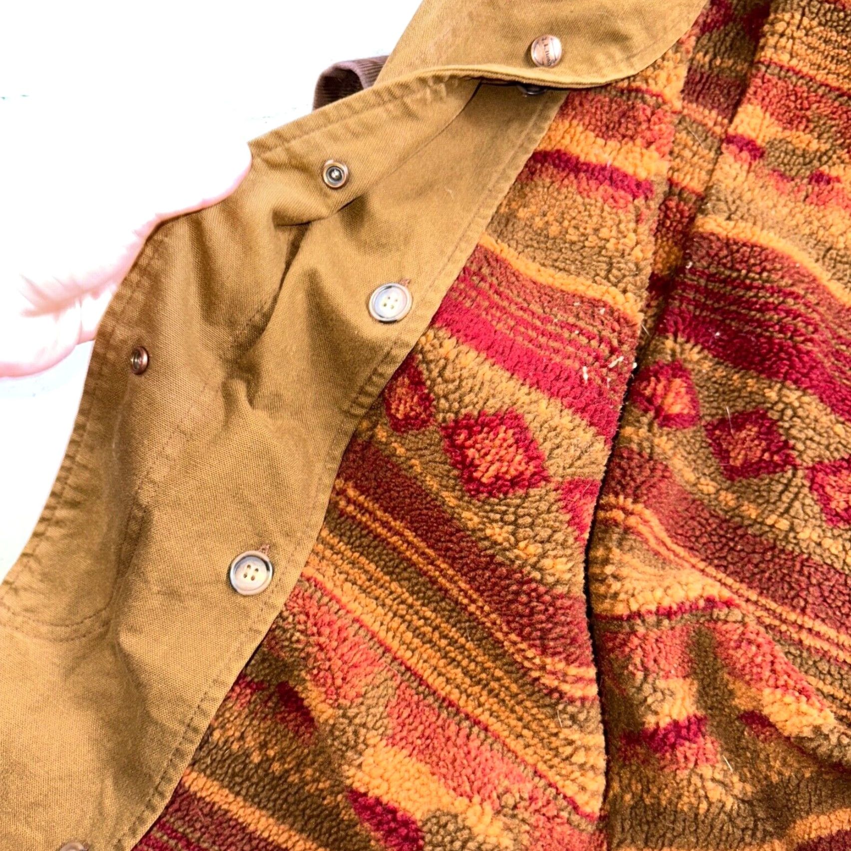 Vintage VINTAGE L.L. Bean Aztec Canvas Coat Womens M Beige Lined Removable Lining Pockets Button Long Size M / US 6-8 / IT 42-44 - 7 Thumbnail