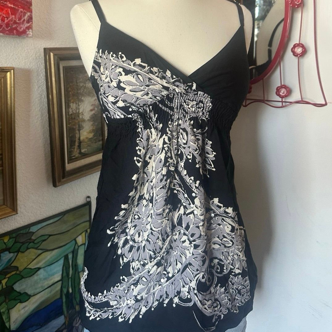 Other derek heart gray black floral graphic baby doll tank top Size S / US 4 / IT 40 - 2 Thumbnail