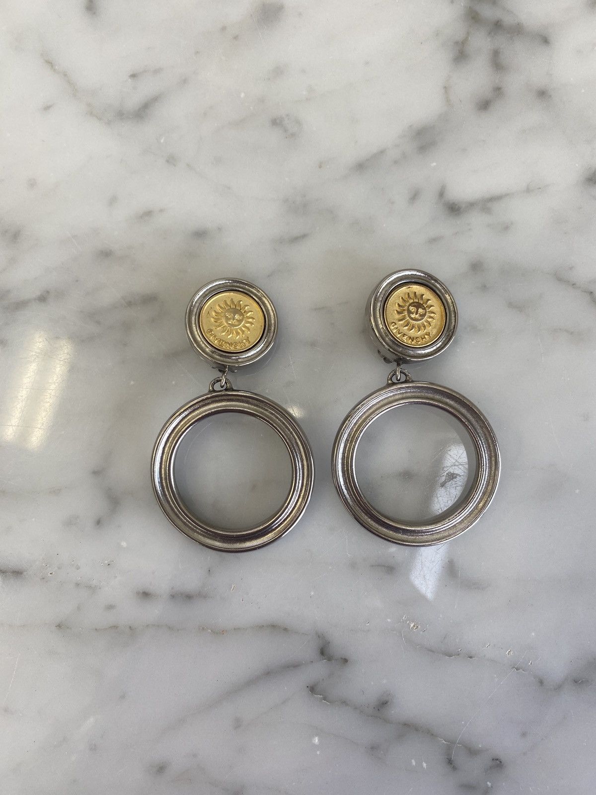 Givenchy Givenchy 80s Sun Logo Clip On Hoop Earrings Size ONE SIZE - 1 Preview