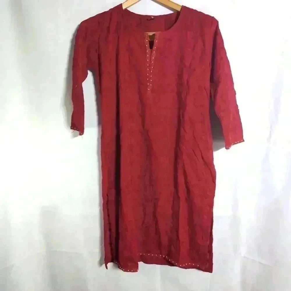 Other Maroon Chikankari Hand embroidered kurtis Full Jaal sz M ma Size M / US 6-8 / IT 42-44 - 1 Thumbnail