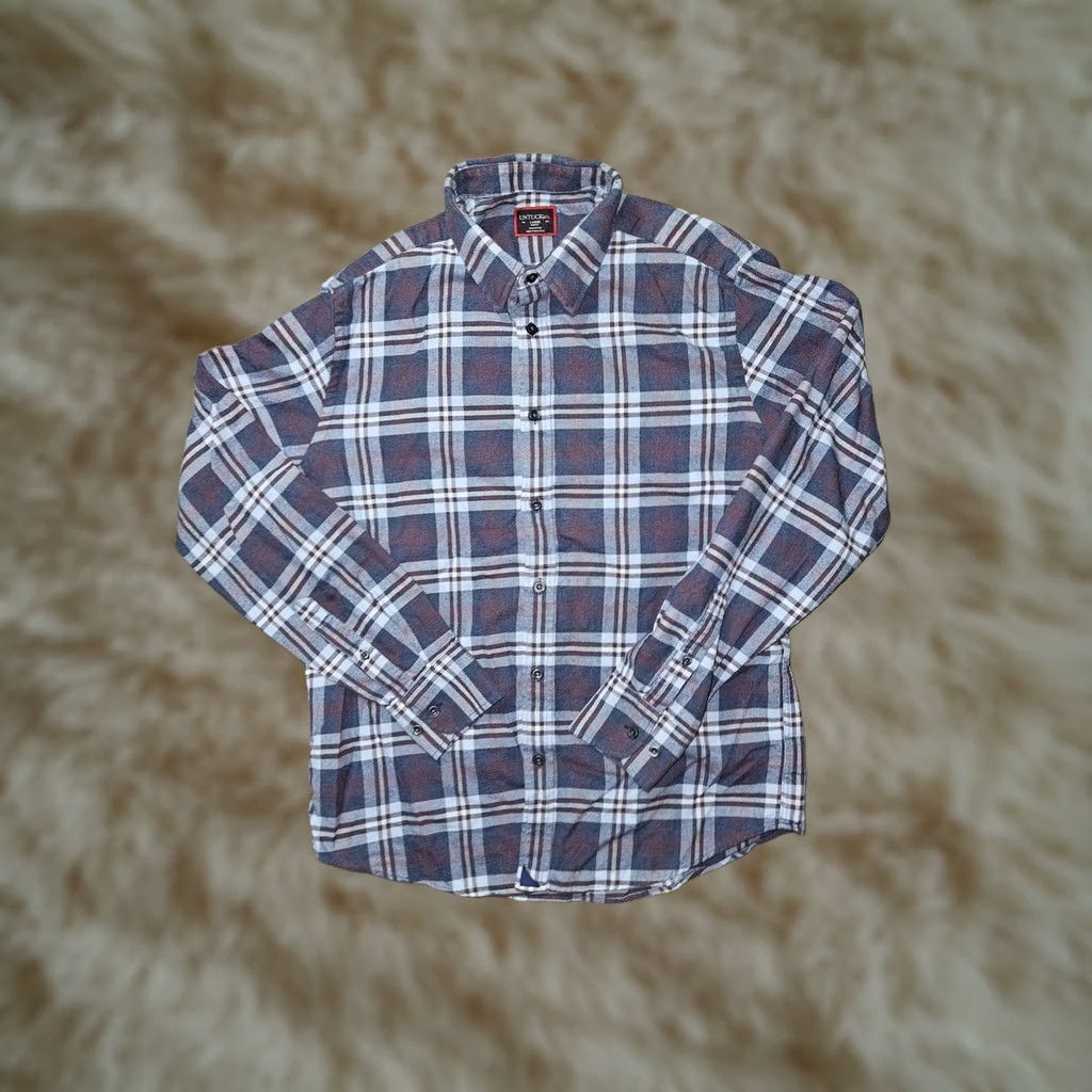 UNTUCKit UNTUCKit Shirt Mens Large Blue Red Plaid Slim Fit Button Down Long Sleeve Cotton Size US L / EU 52-54 / 3 - 1 Thumbnail