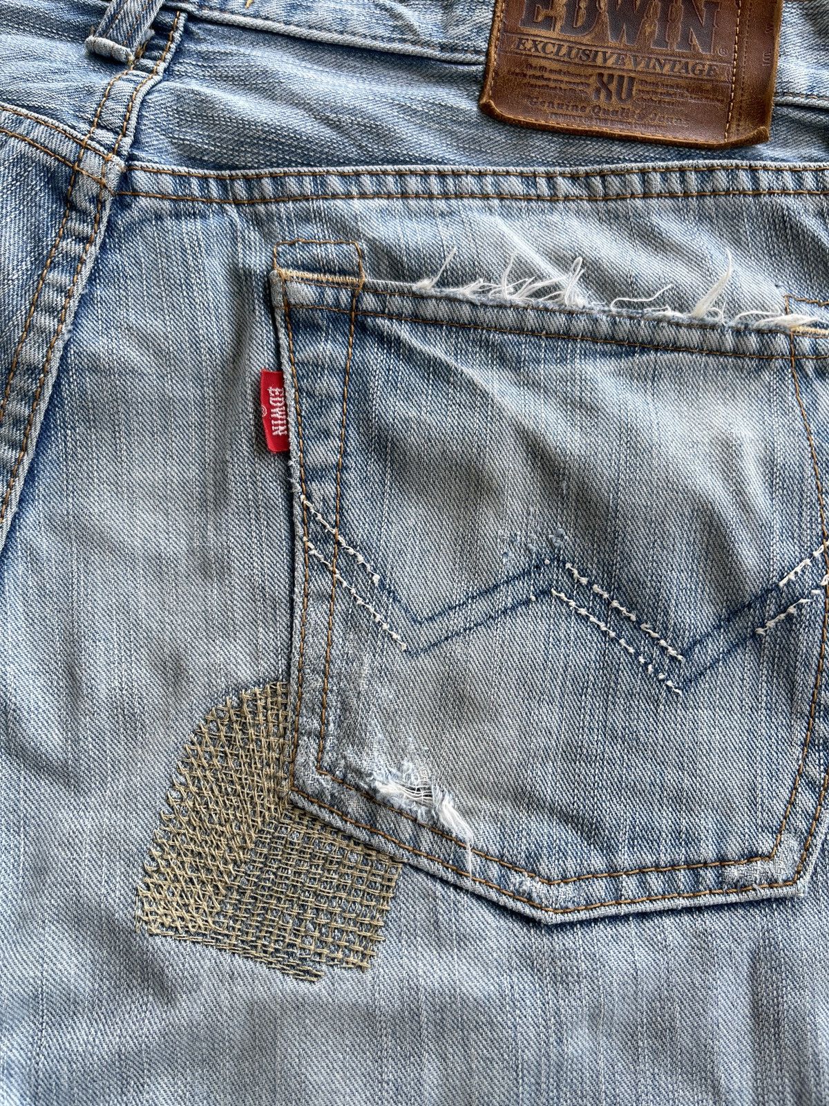 Vintage Vintage Edwin EV Distressed Patchwork Denim Size US 33 - 14 Thumbnail