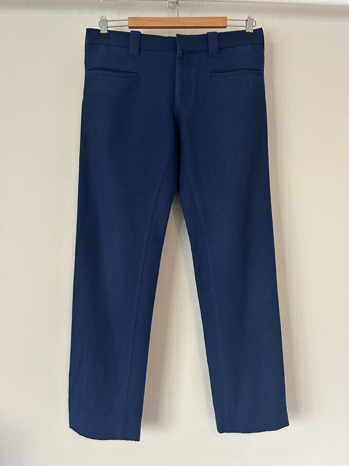 Haider Ackermann Blue Linen Fleece Wool Blend Side Stripe Pants Grailed