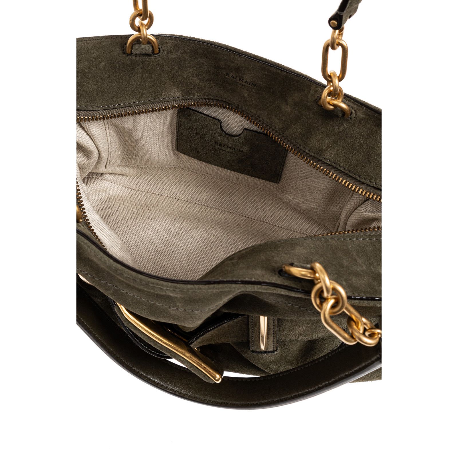 Balmain BALMAIN Anthem Green Suede Shoulder Bag New Size ONE SIZE - 4 Thumbnail