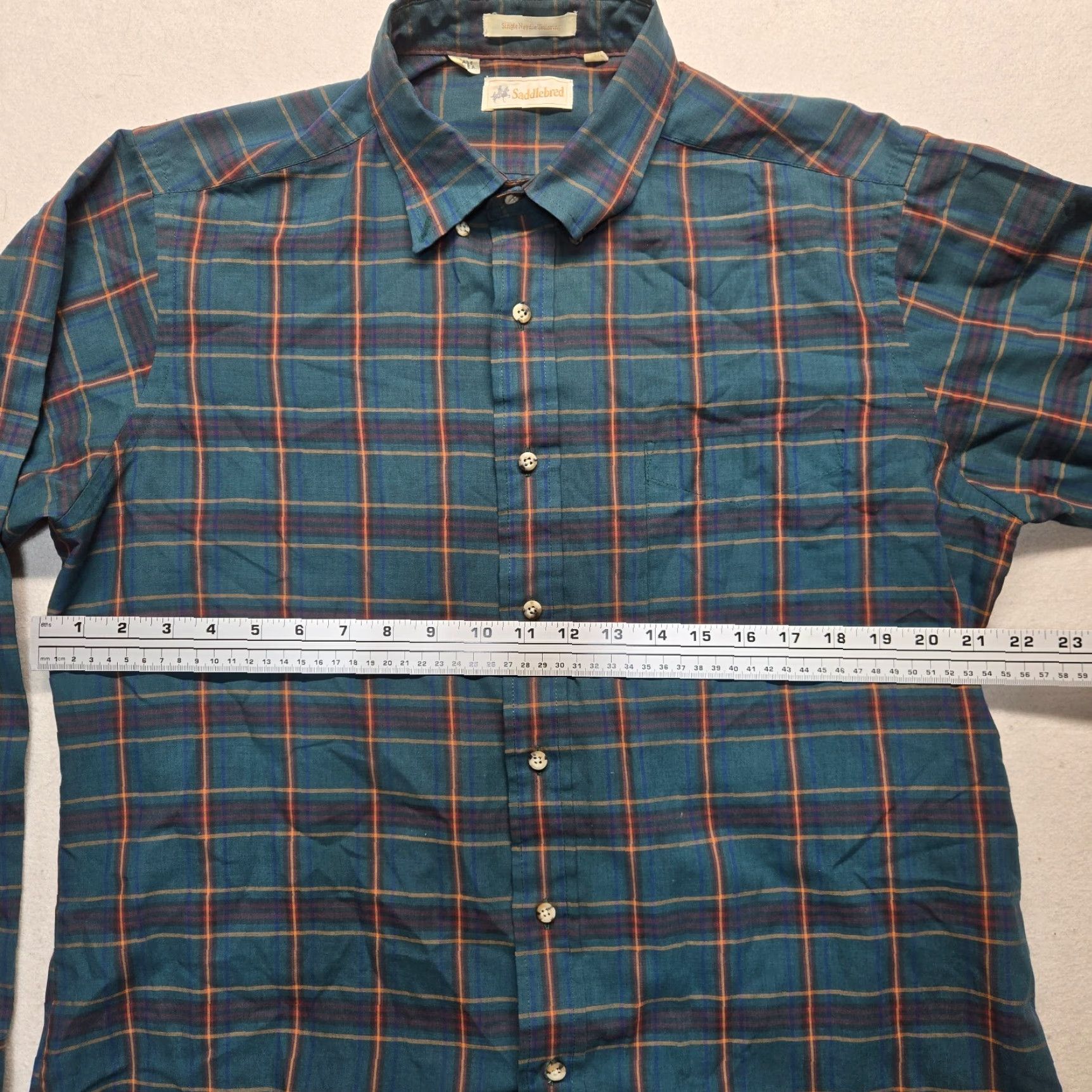 Vintage Saddlebred Green Plaid Button-Up Shirt Long Sleeve Adult Men's Size L Large Size US L / EU 52-54 / 3 - 4 Thumbnail