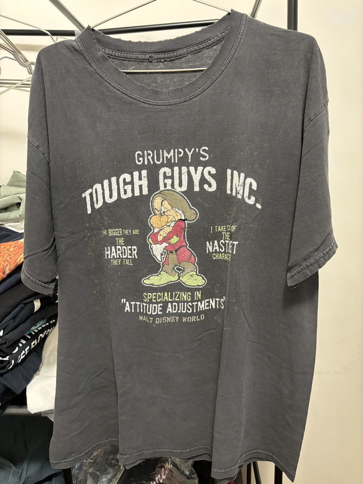 Vintage Grumpy's Tough Guy Inc Black Vintage T Shirt with Holes Size US L / EU 52-54 / 3 - 1 Thumbnail