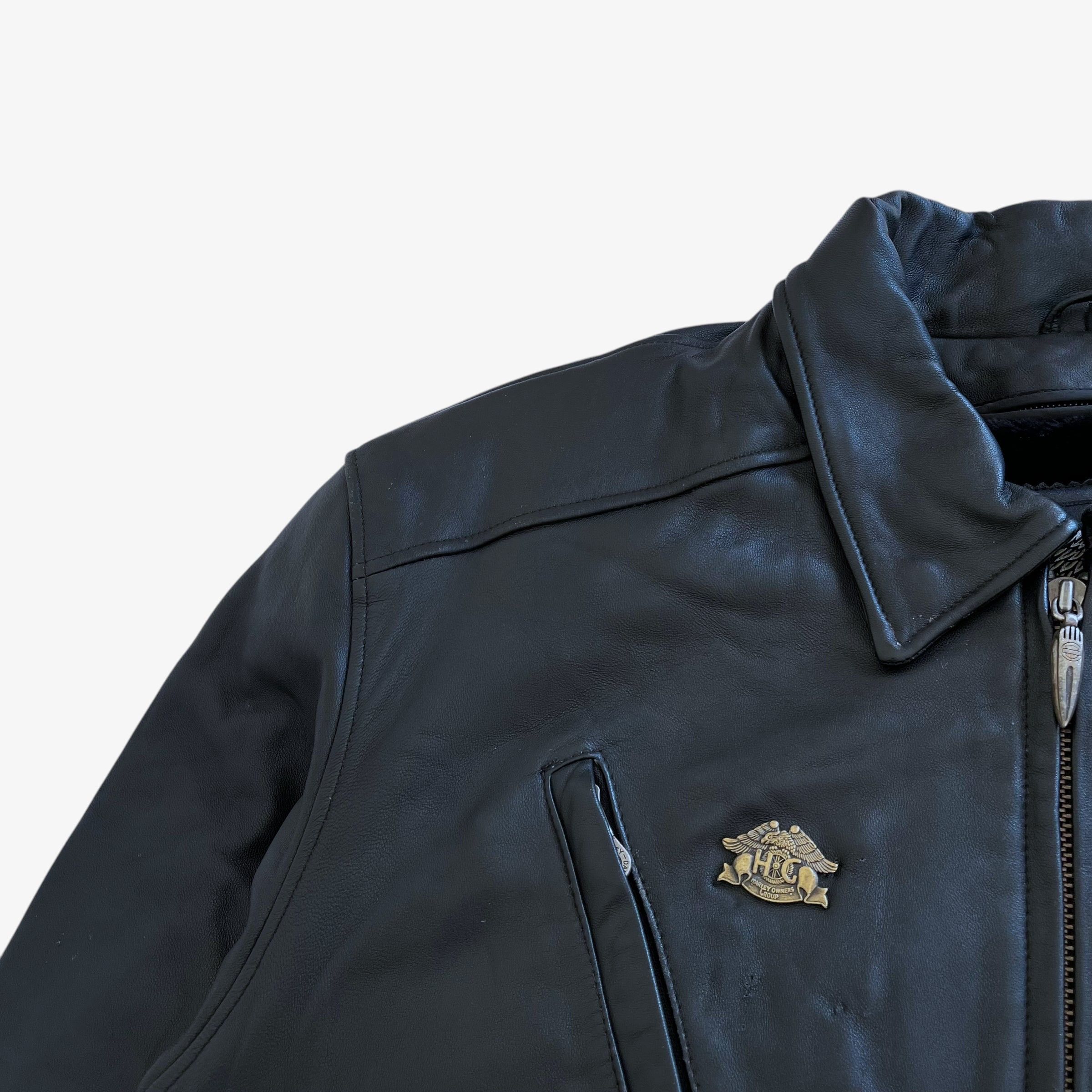 Harley Davidson Vintage 90s Men's Harley Davidson Black Leather Biker Jacket Size US L / EU 52-54 / 3 - 5 Thumbnail