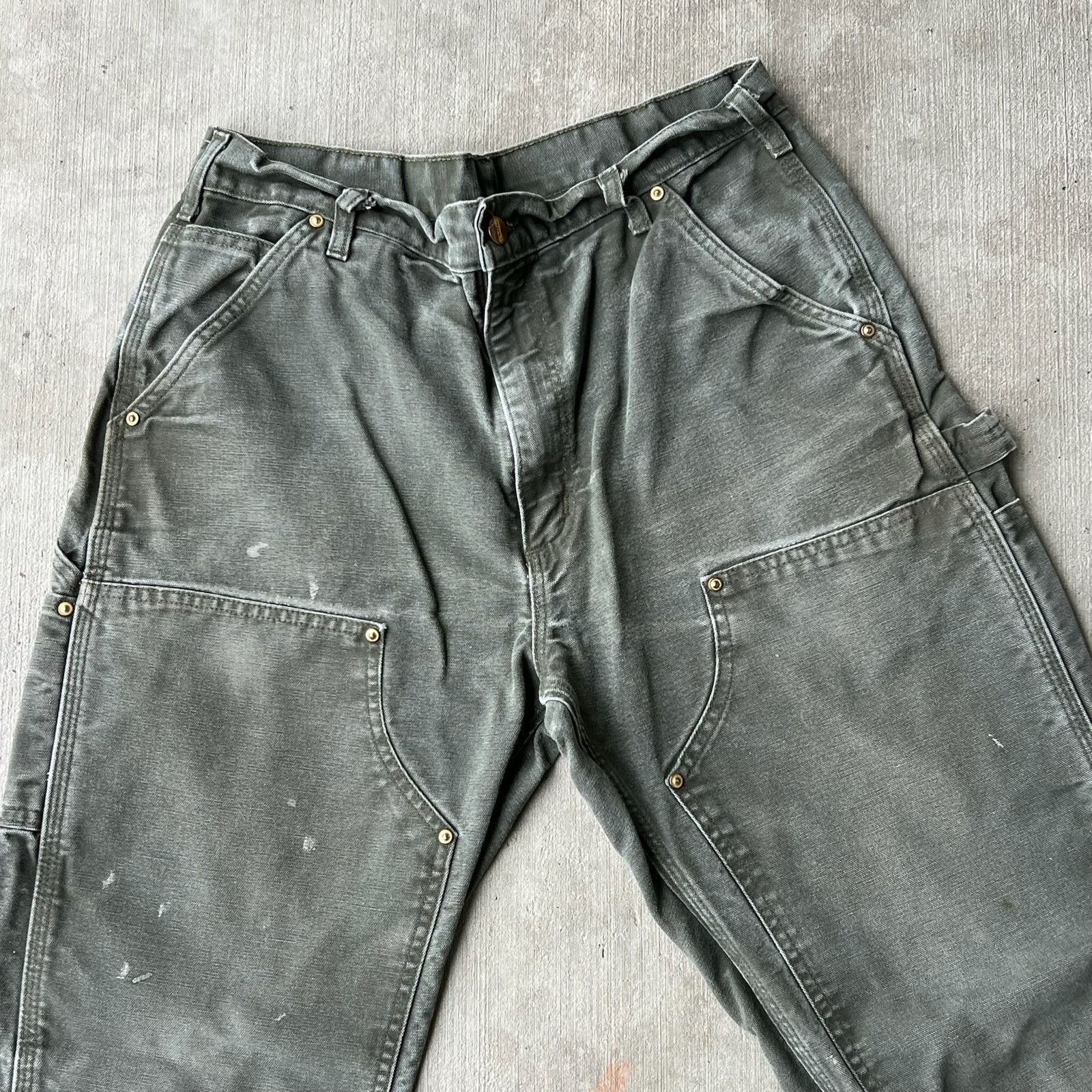 Carhartt × Vintage Carhartt faded MOS green double knee work carpenter pants Size US 31 - 3 Thumbnail