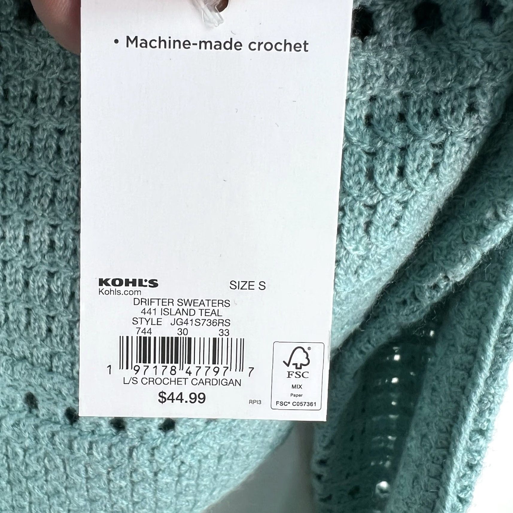 Altea SO Crocheted Drifter Cardigan Sweater Women’s Size S Island Teal NWT Size S / US 4 / IT 40 - 6 Thumbnail
