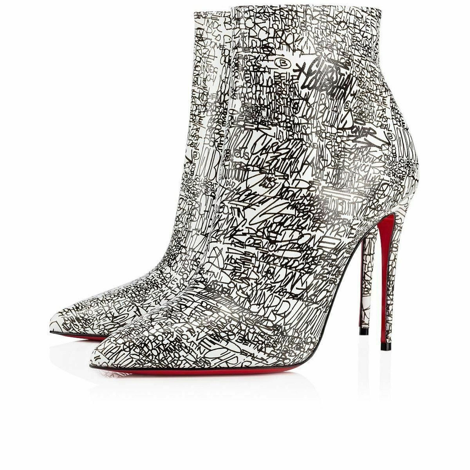 Christian Louboutin Christian Louboutin So Kate Booty 100 Black White Caligraf Size US 5.5 / IT 35.5 - 1 Thumbnail