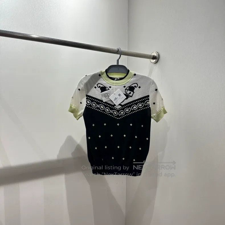Hermes Hermes Printed Knit Cashmere Short Sleeve Size XS / US 0-2 / IT 36-38 - 1 Thumbnail