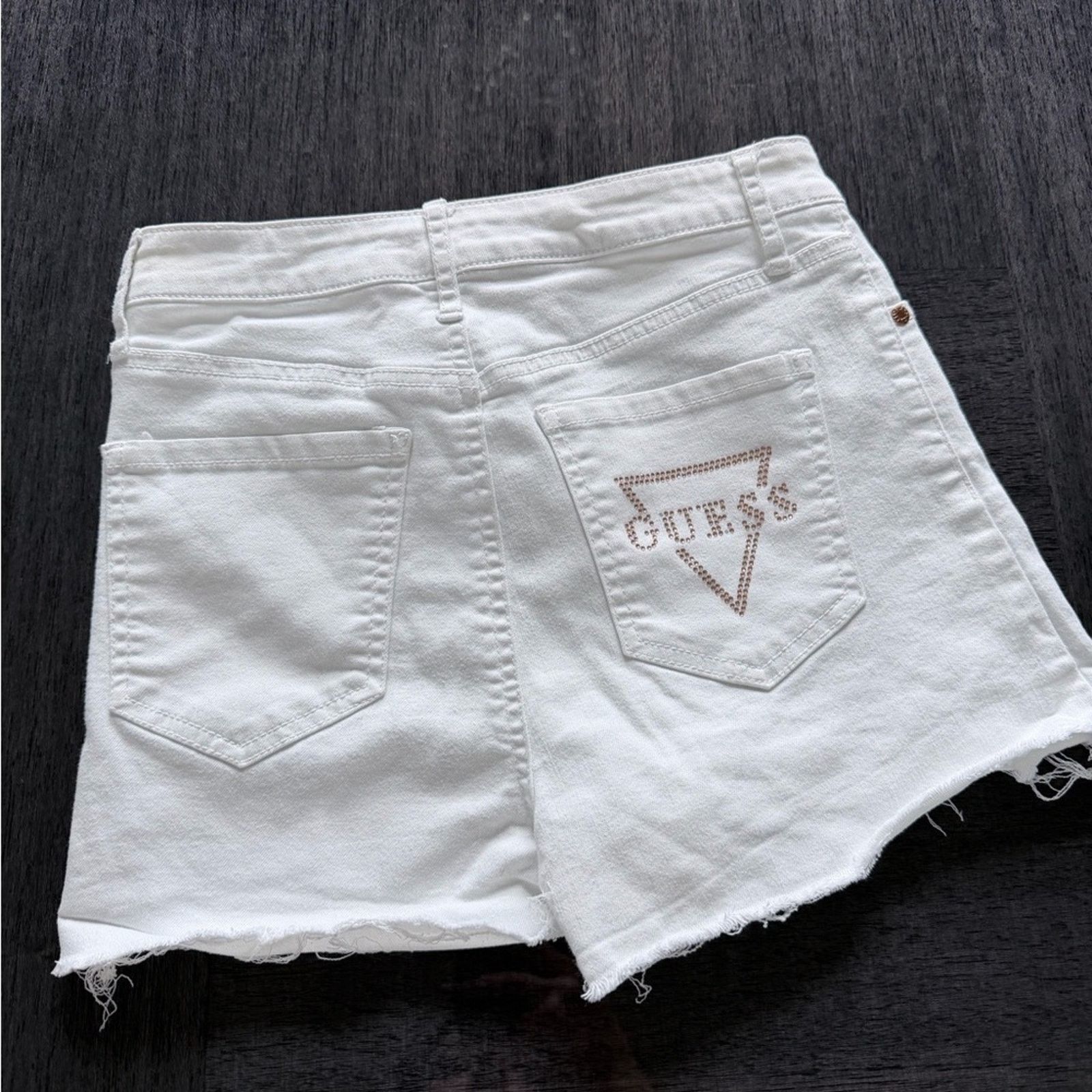 Guess Guess Y2K White Button-Up High Waisted Denim Shorts size S Size 27" / US 4 / IT 40 - 6 Thumbnail